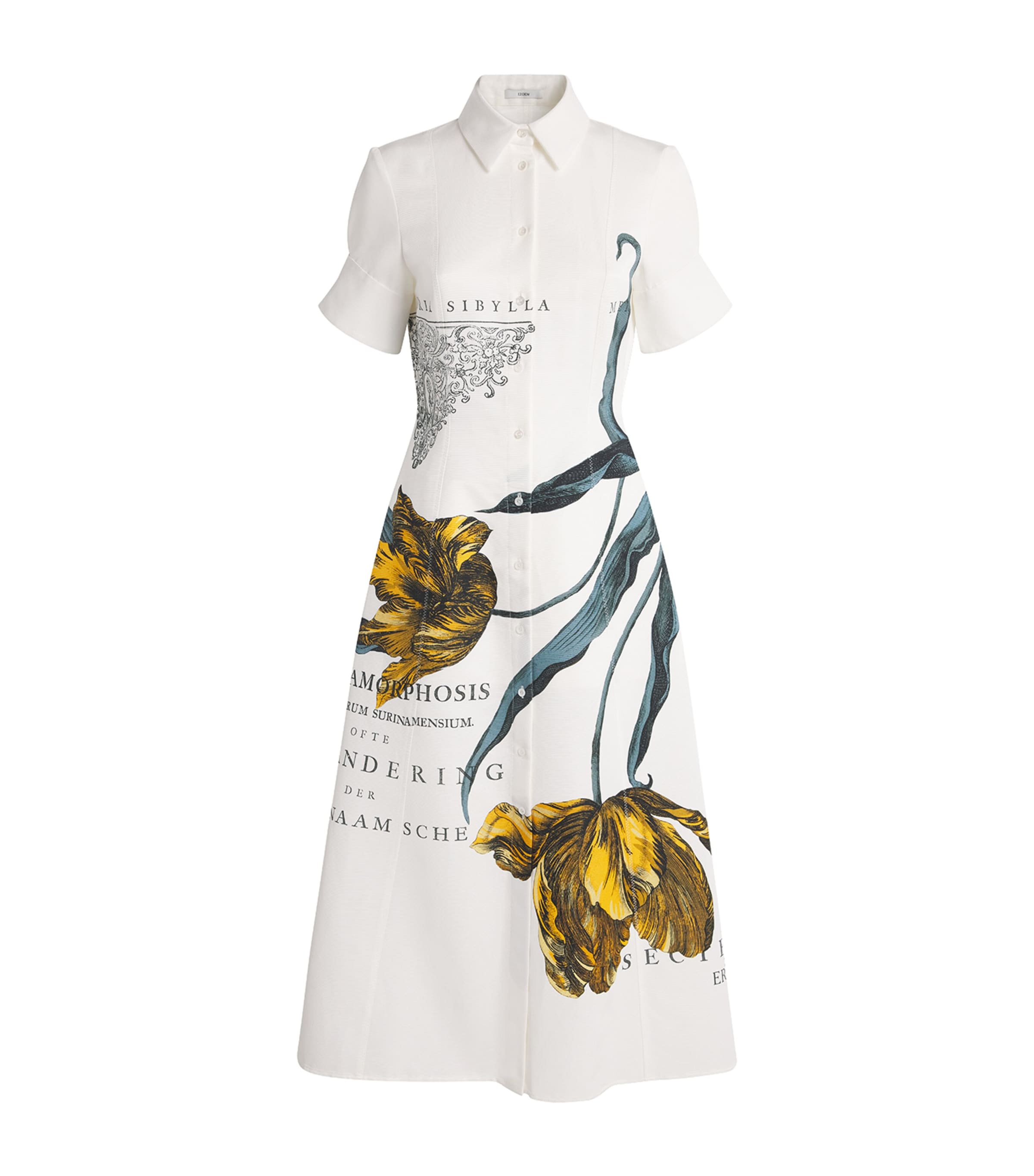 Erdem Cotton-Blend Printed Midi Shirt Dress Etched Tulip Bronze