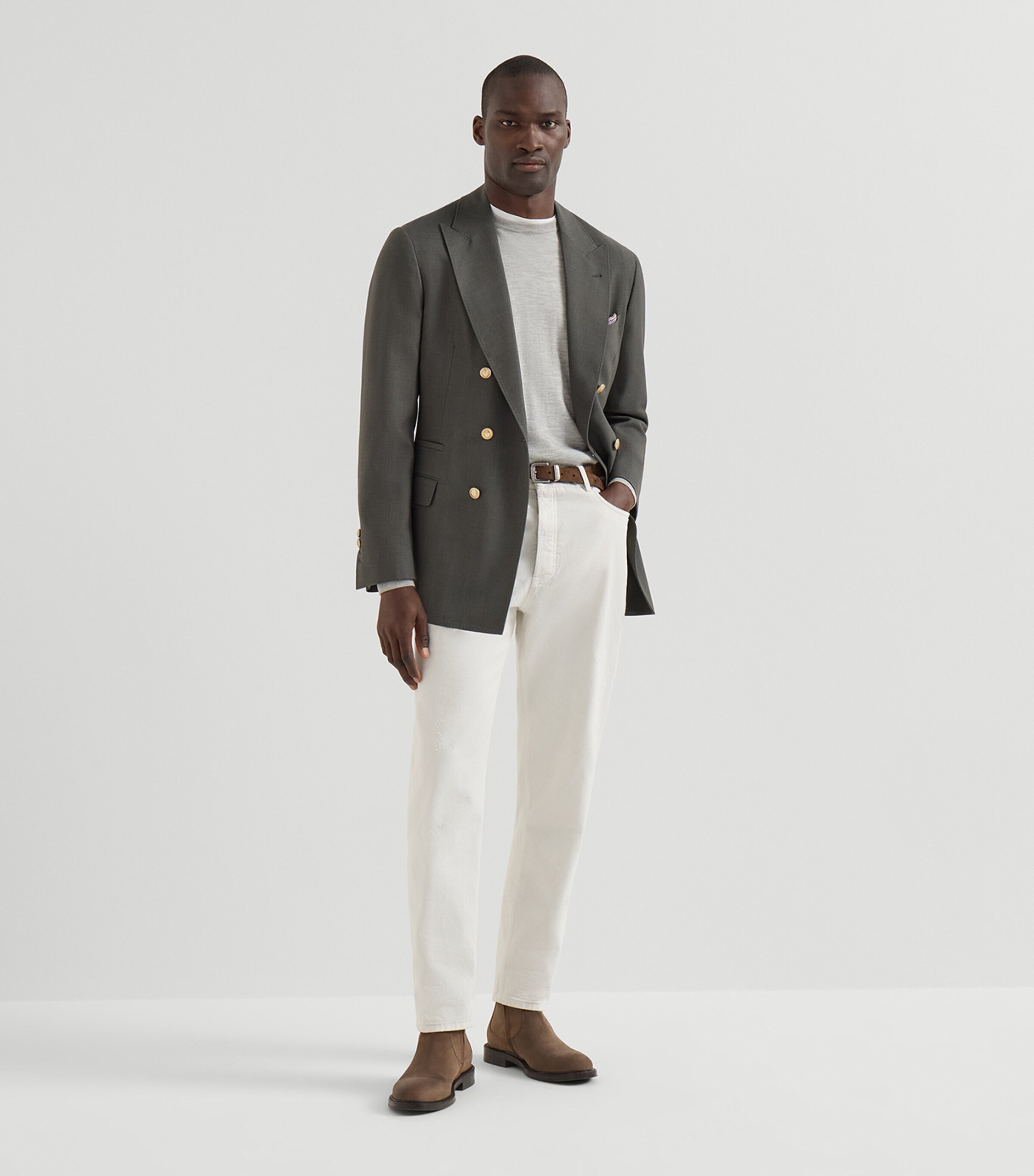 Brunello Cucinelli Mens Cashmere-Silk Crew-Neck Sweater Image 2