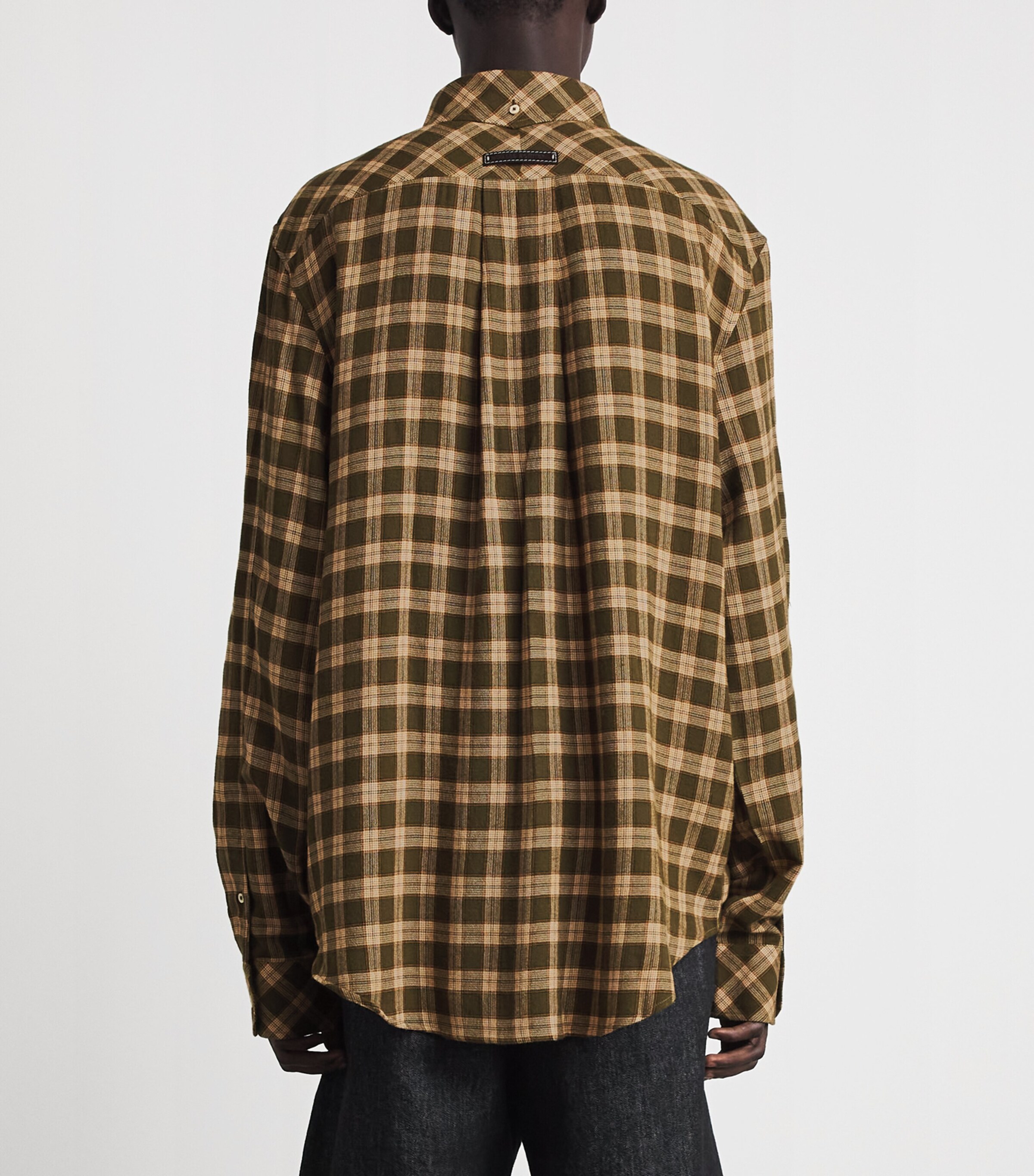 Wales Bonner Mens Cotton Check Canopy Shirt Jade / Ocre / Oyster Image 5