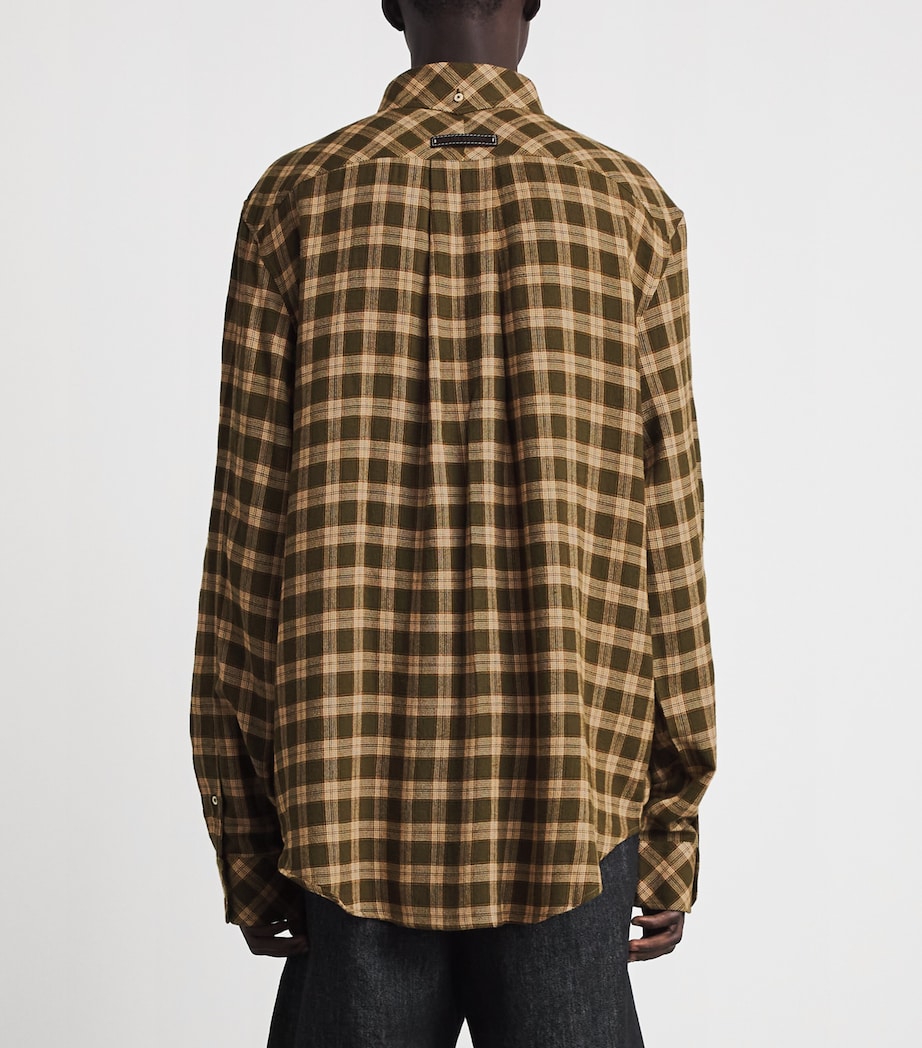 Wales Bonner Mens Cotton Check Canopy Shirt Jade / Ocre / Oyster Image 5