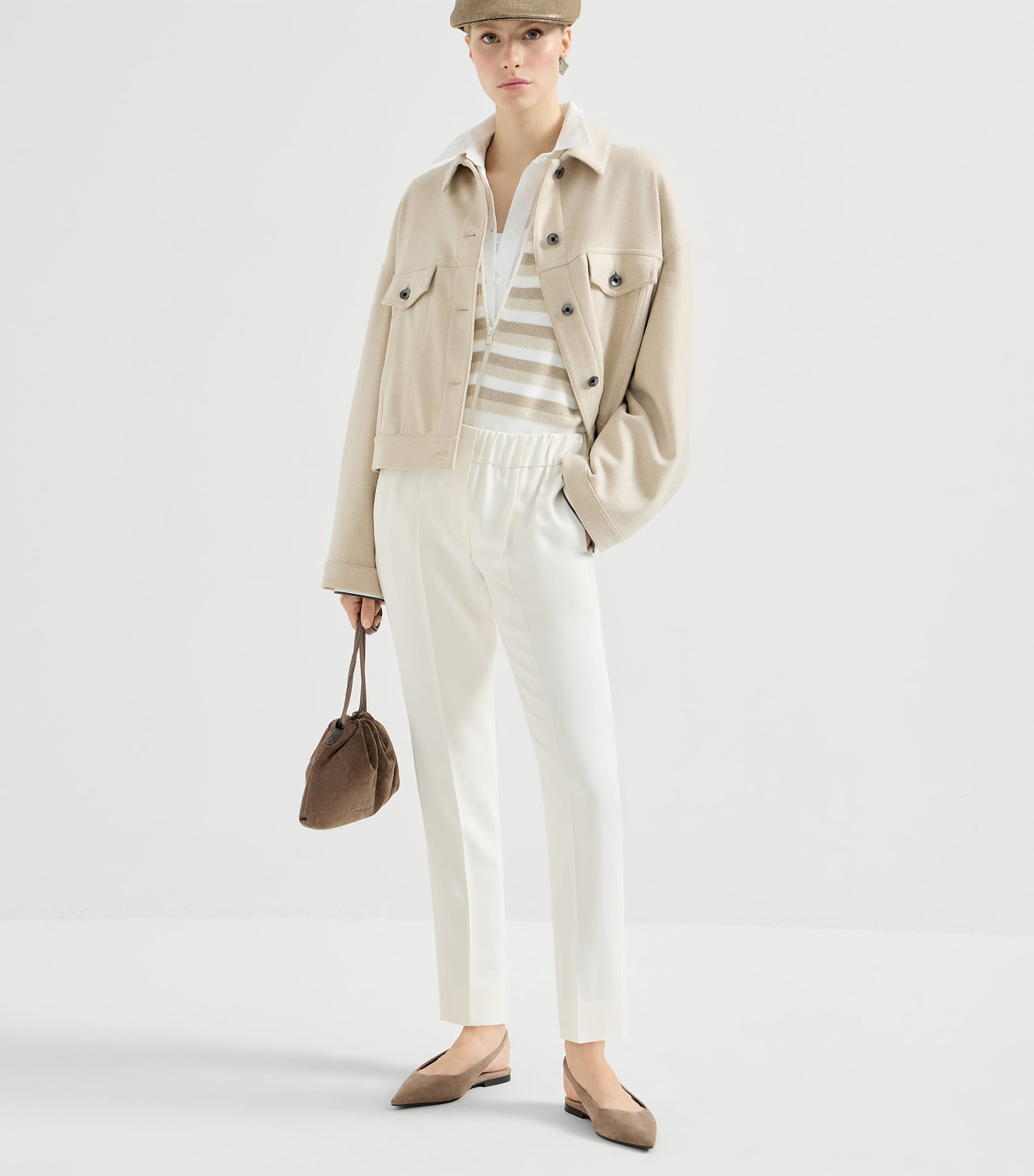 Brunello Cucinelli Womens Crepe Slim Trousers Image 2