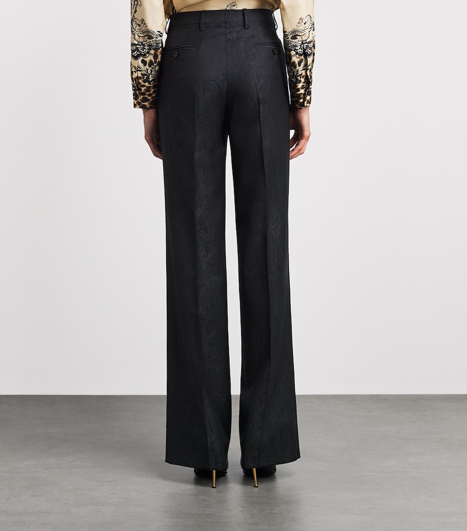 Etro Womens Wool Paisley Trousers Black Image 5