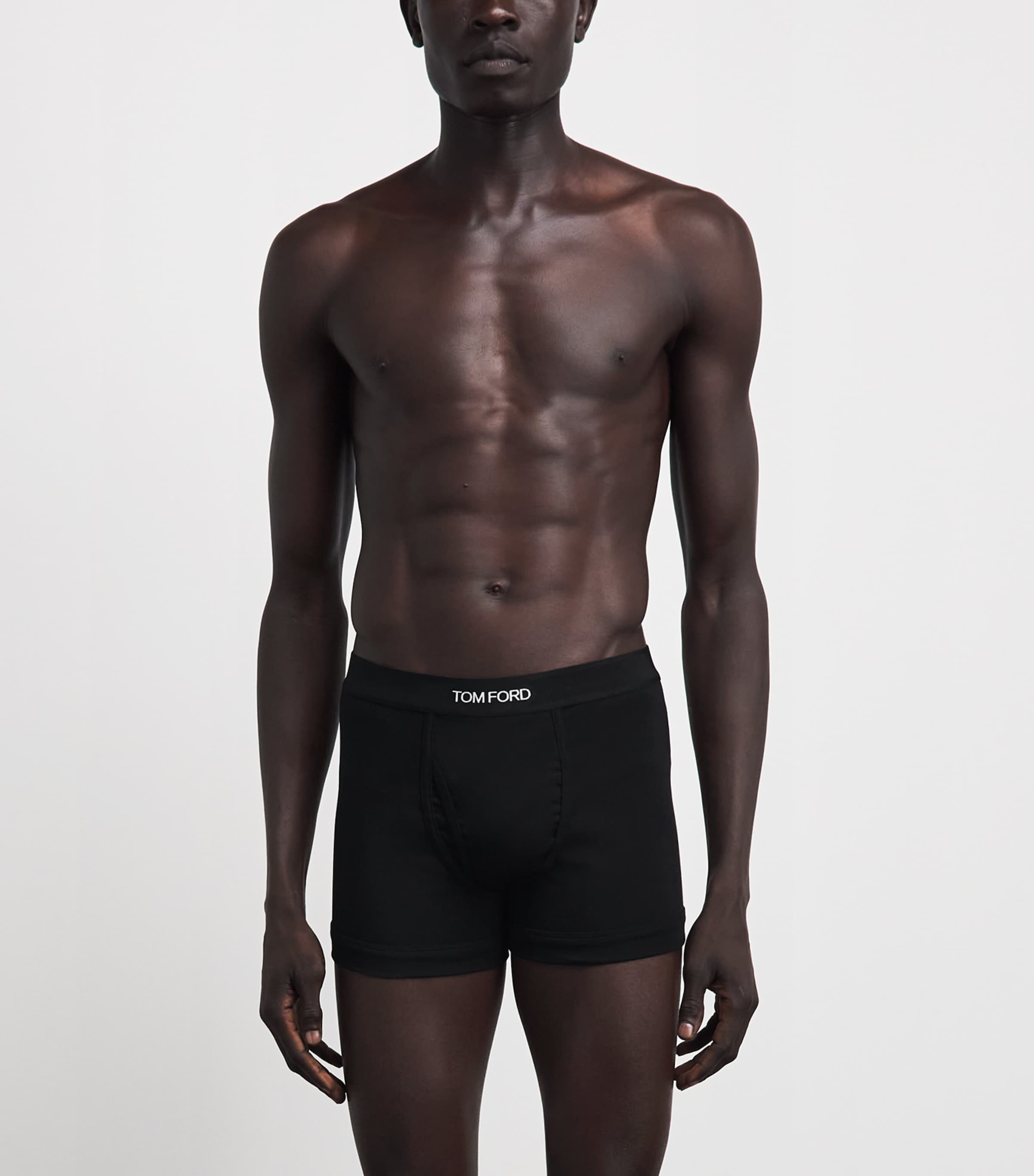 TOM FORD Mens Stretch-Cotton Logo Briefs (Pack of 2) Black/grey Image 2