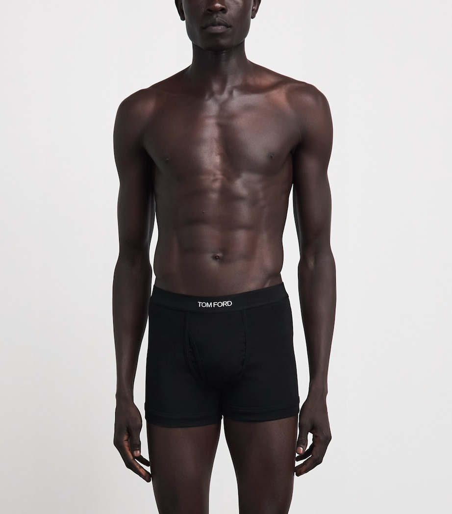 TOM FORD Mens Stretch-Cotton Logo Briefs (Pack of 2) Black/grey Image 2