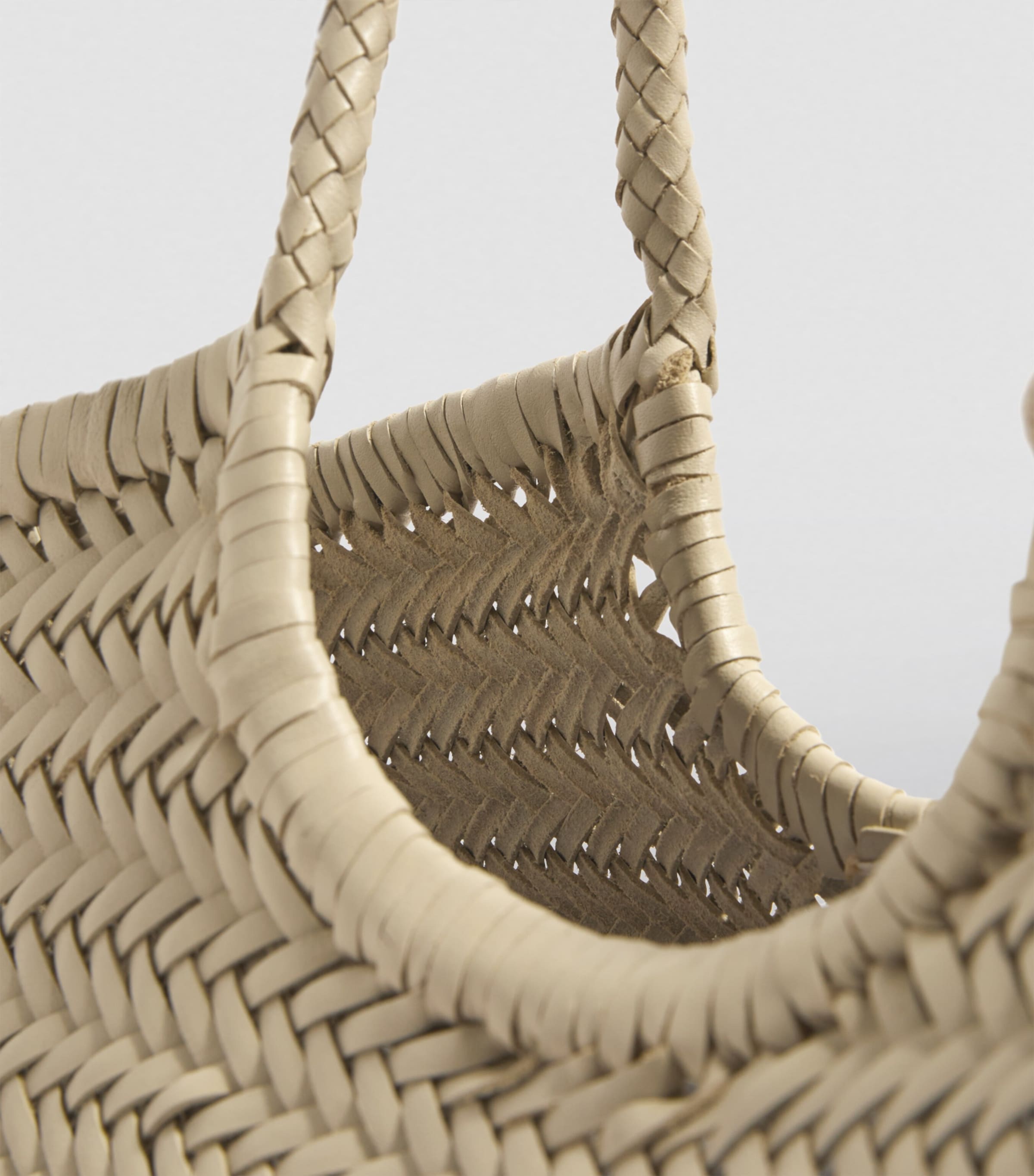 Large Leather Woven Nantucket Tote Bag PEARL Image 6