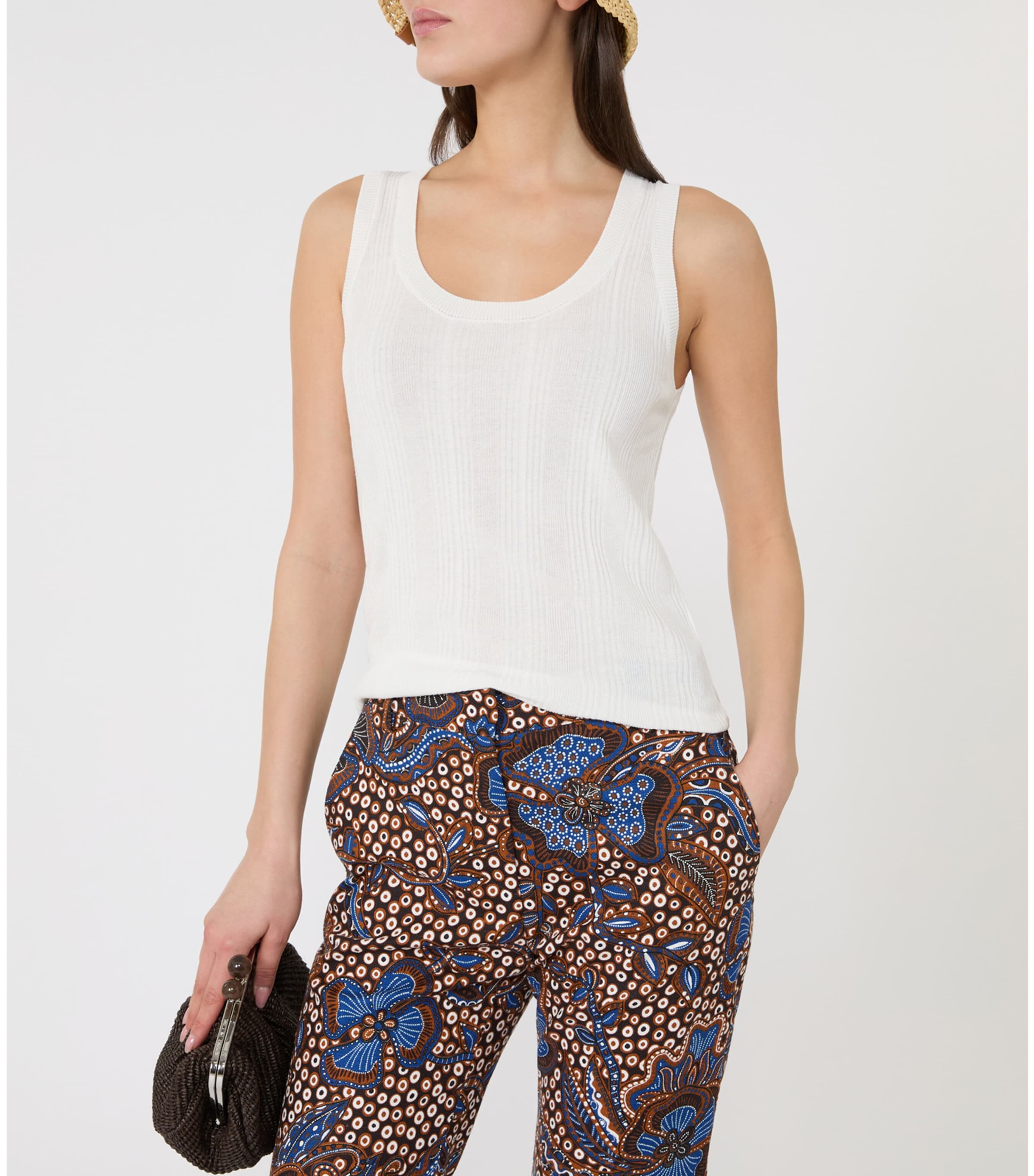 Weekend Max Mara Womens Rib-Knit Tank Top White Image 5
