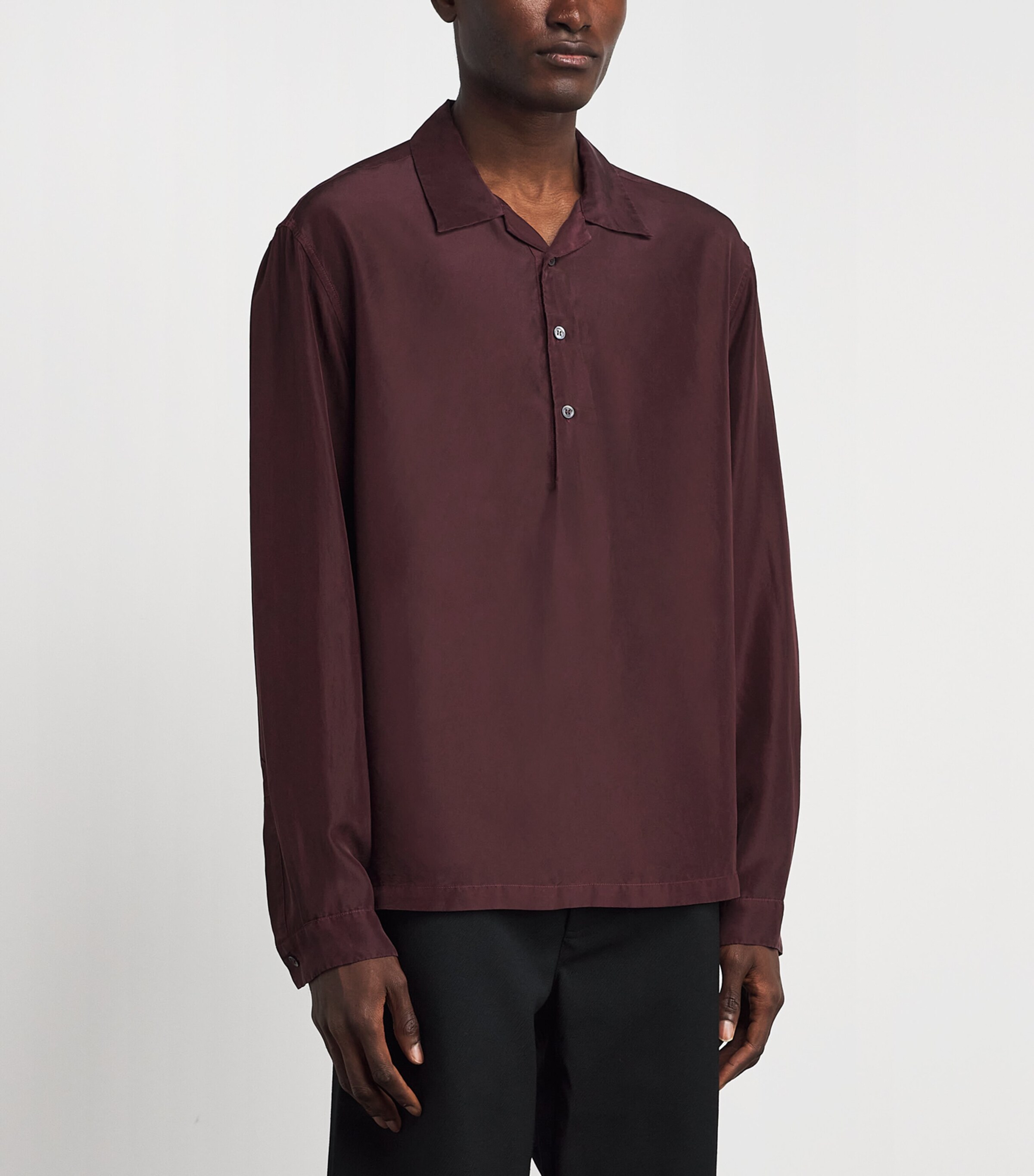 Barena Mens Silk Genga Shirt Wine Image 4
