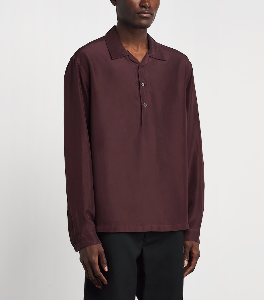 Barena Mens Silk Genga Shirt Wine Image 4