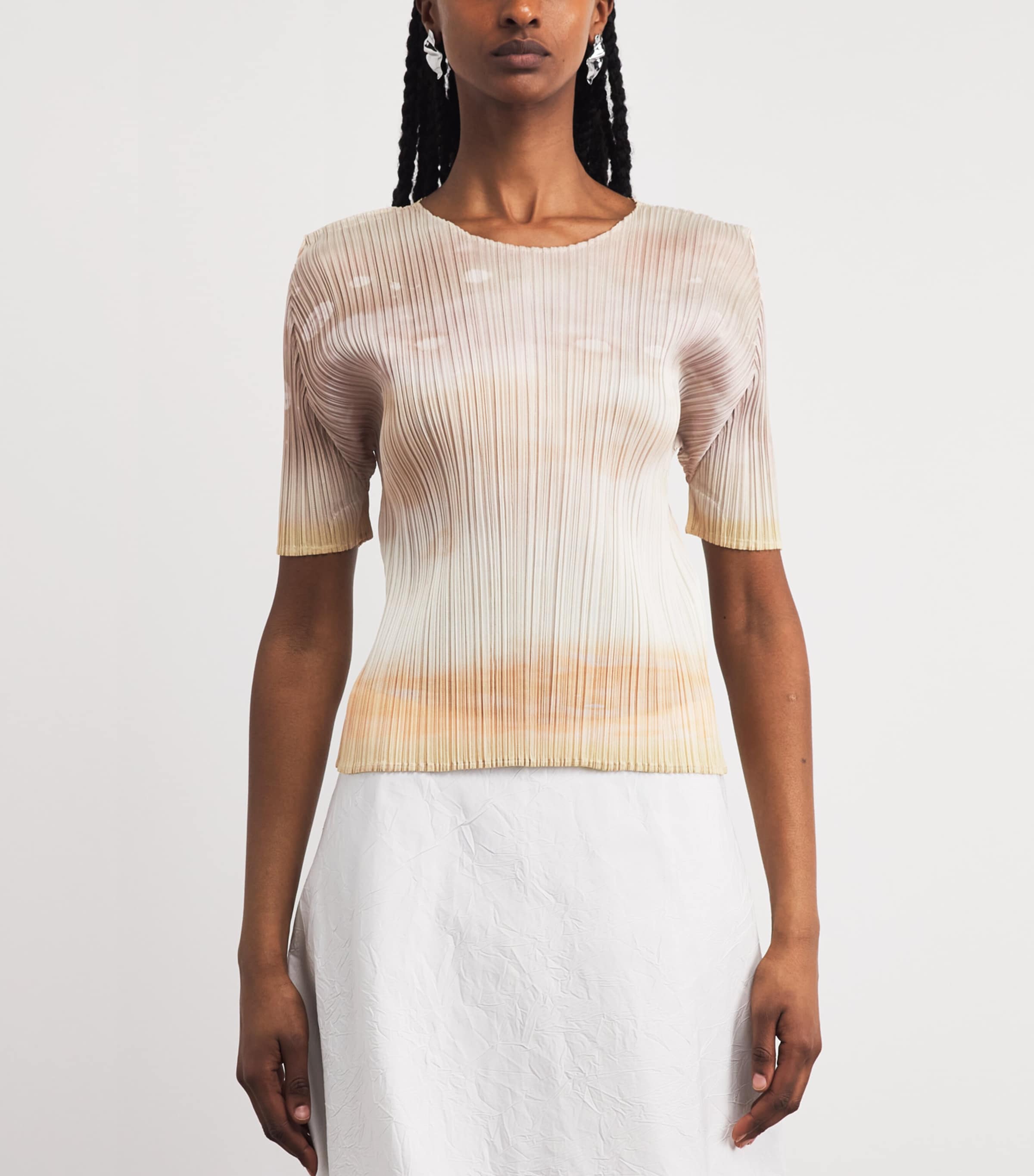 Pleats Please Issey Miyake Womens Sea Bubble Top Greige Image 4
