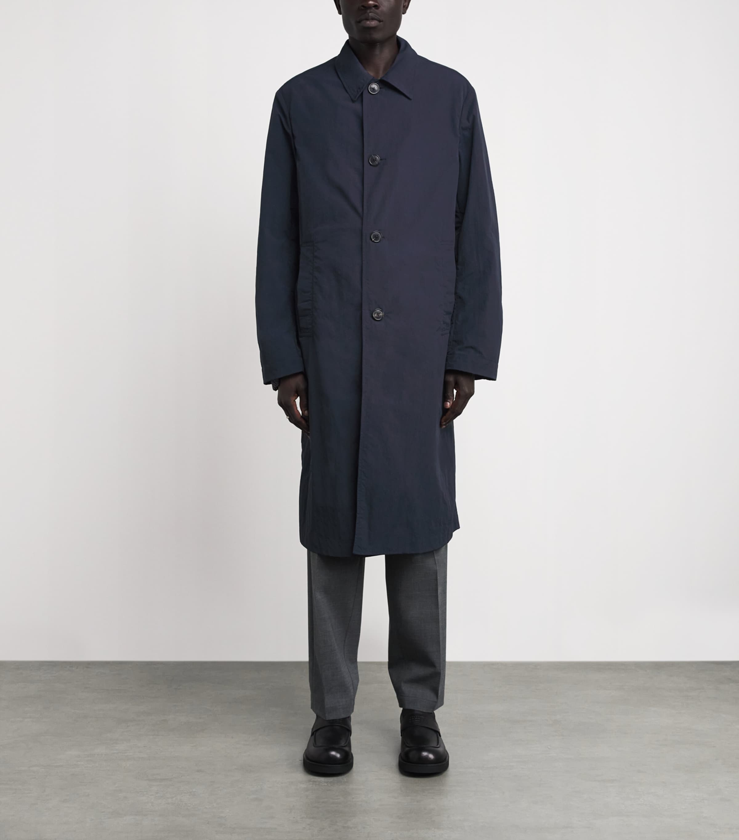 DRIES VAN NOTEN Mens Water-Repellent Coat Navy Image 4