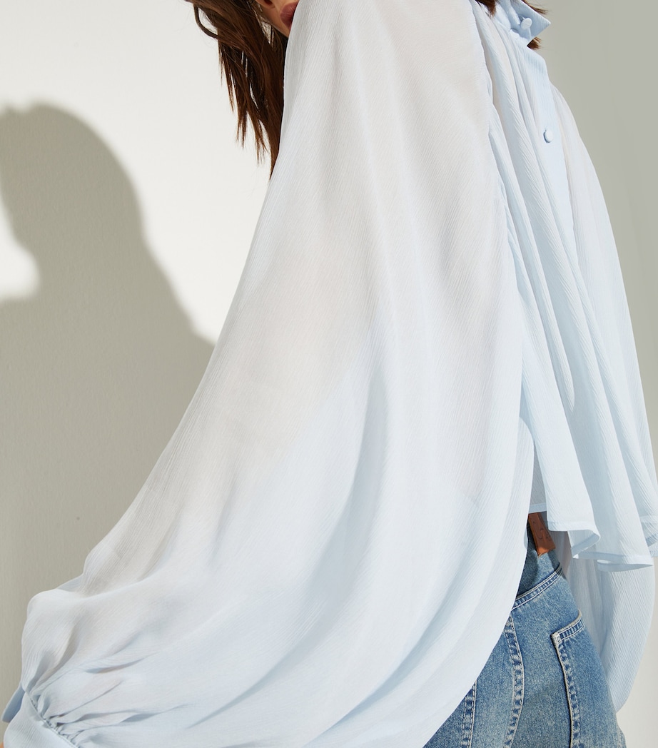 MAX&Co. Womens Crepe Blouse Sky Blue Image 5
