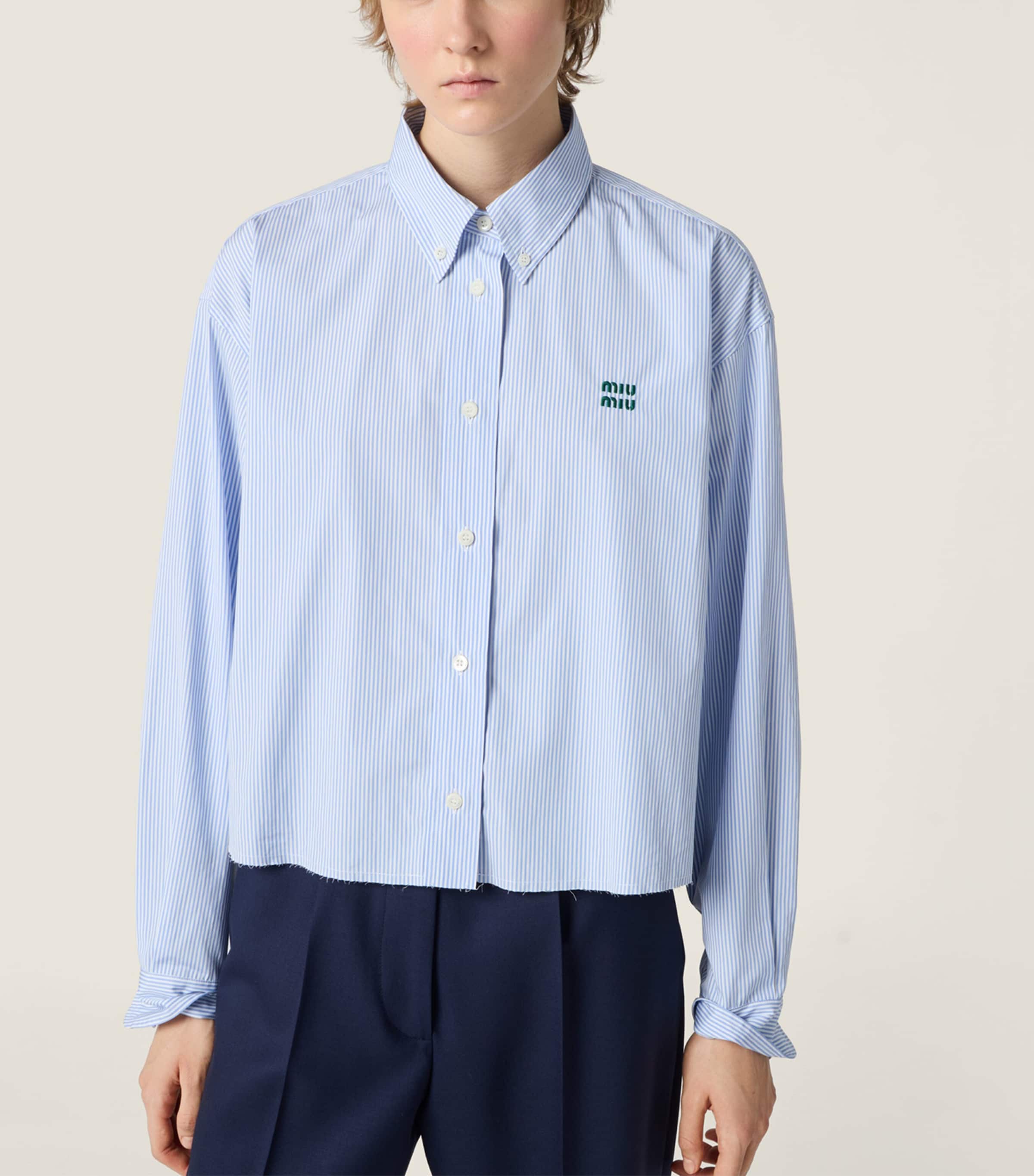 Miu Miu Womens Cotton Poplin Pinstripe Shirt Image 2