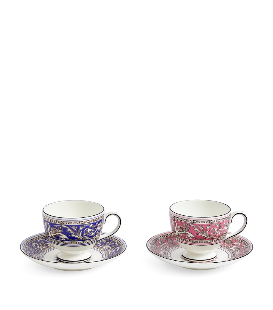 Set of 2 Florentine Teacups & Saucers MULTI Image 1