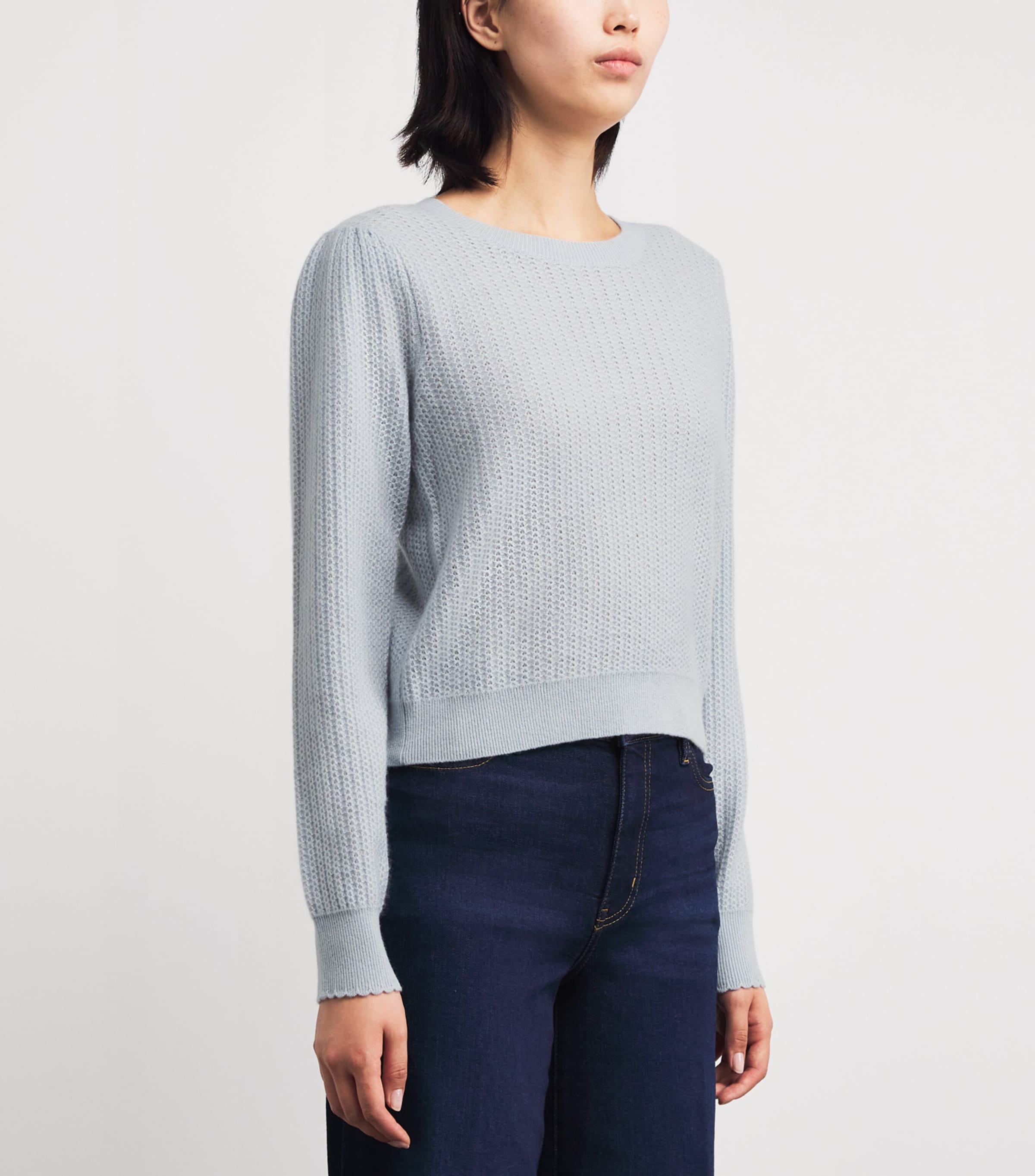 Cashmere Pointelle Sweater SKY BLUE Image 3
