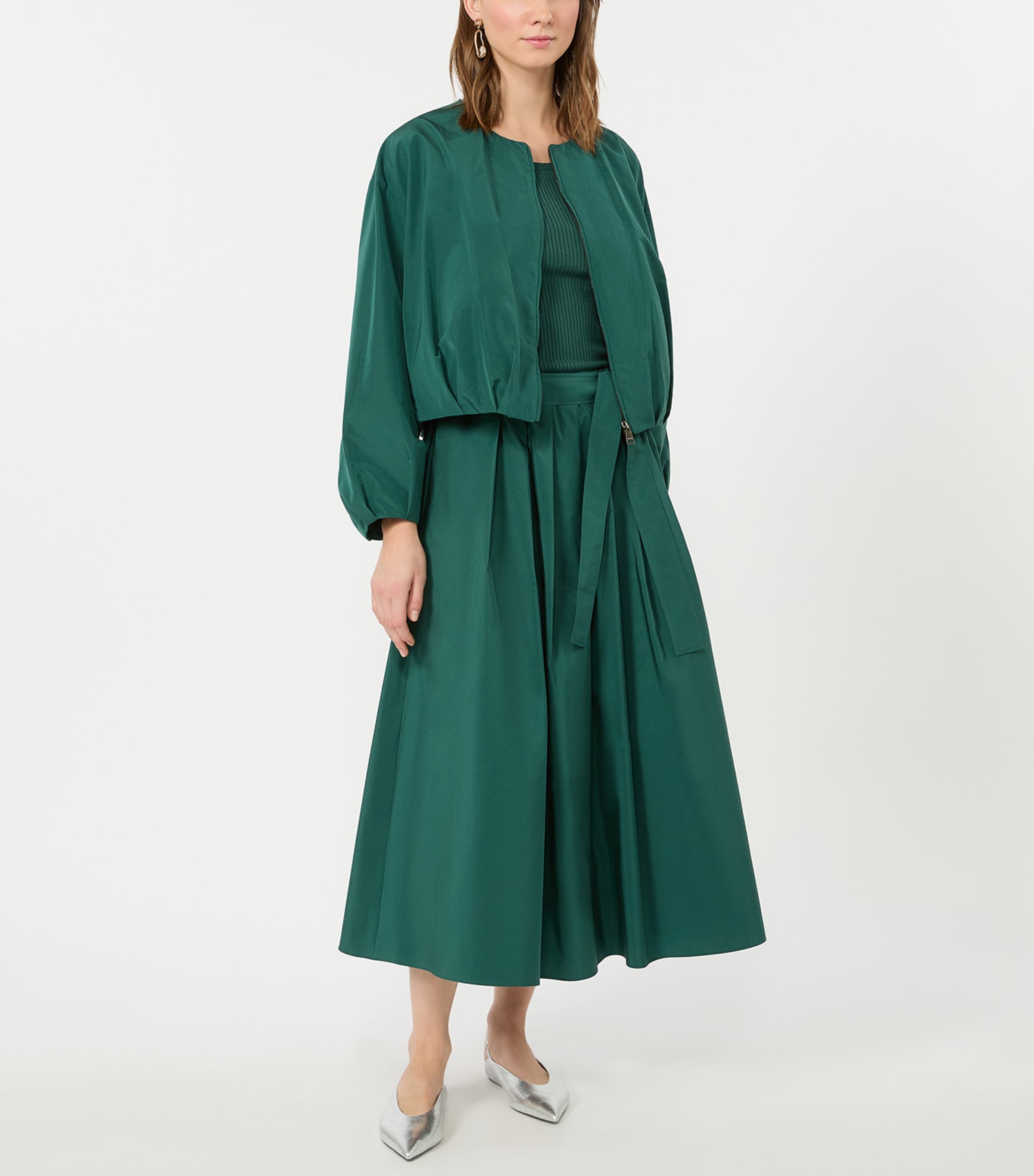 Weekend Max Mara Womens Pleated Midi Skirt Dark Green Image 4