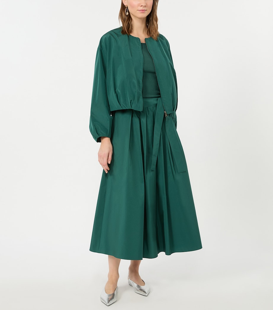 Weekend Max Mara Womens Pleated Midi Skirt Dark Green Image 4