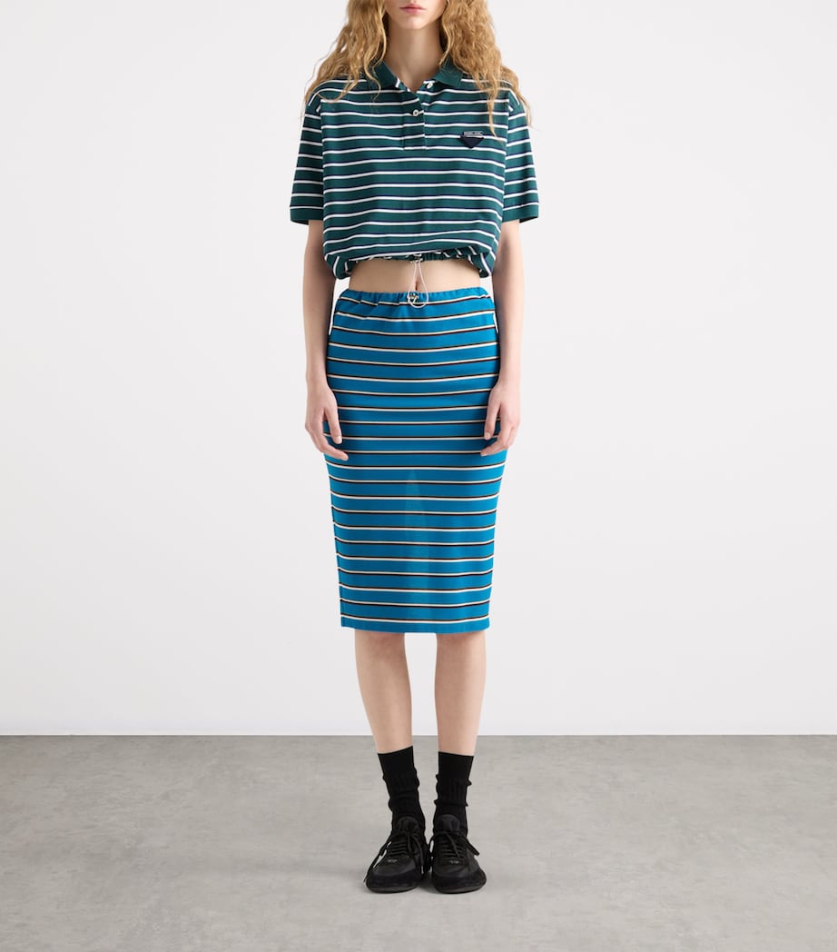 Cotton Striped Midi Skirt F031I Image 2