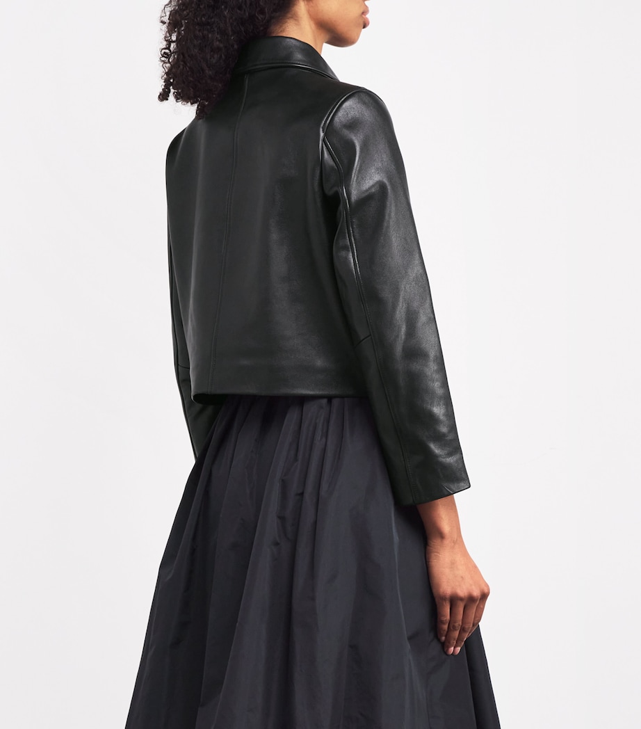 Double-Breasted Leather Jacket BLACK Image 4