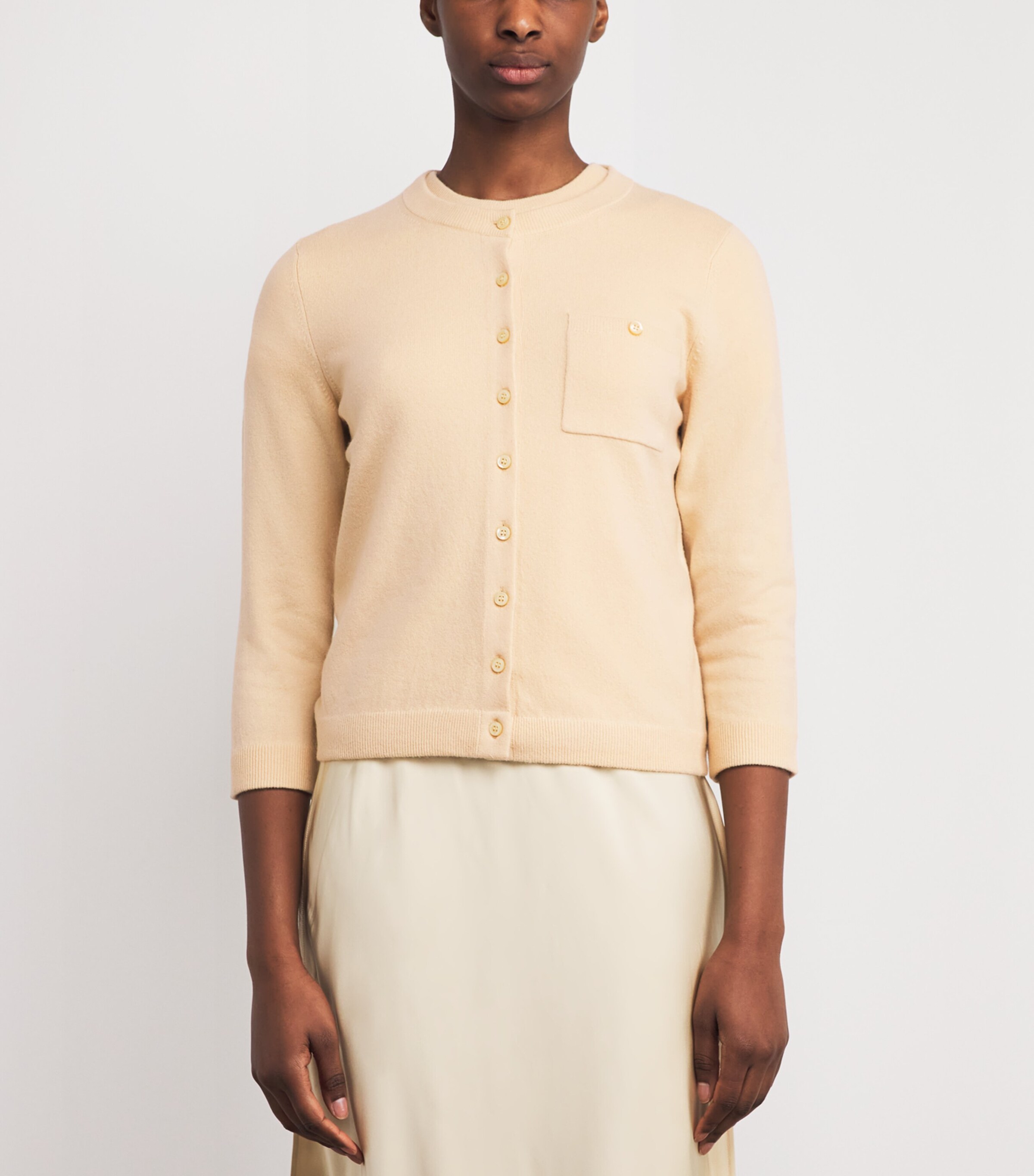 Vince Womens Wool-Blend Pocket Cardigan Chamomile Image 4