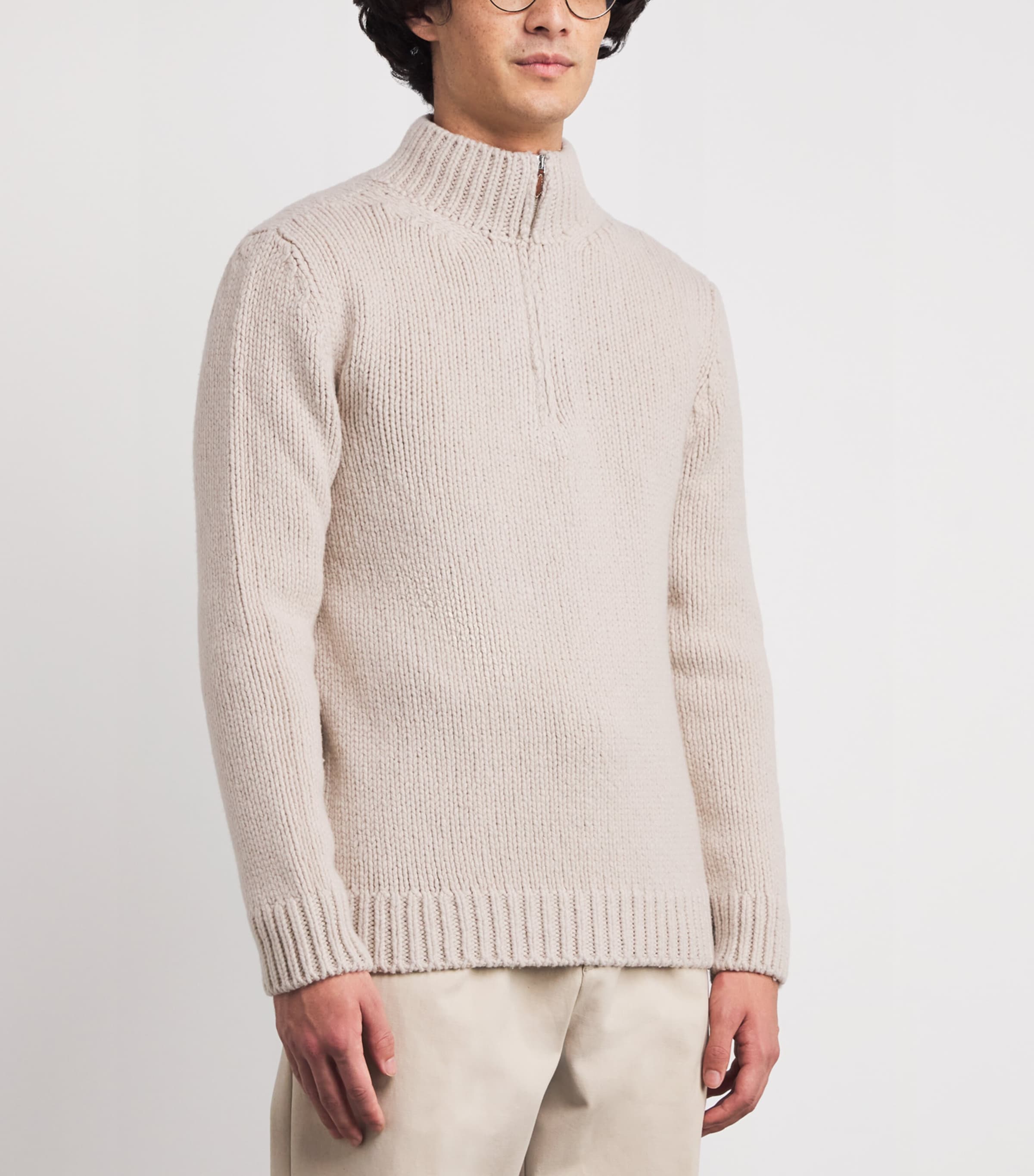 Wool Quarter-Zip Sweater SABBIA Image 3
