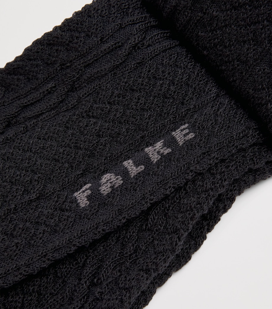 Falke Womens Virgin Wool-Blend Declivity Ankle Socks Black Image 2