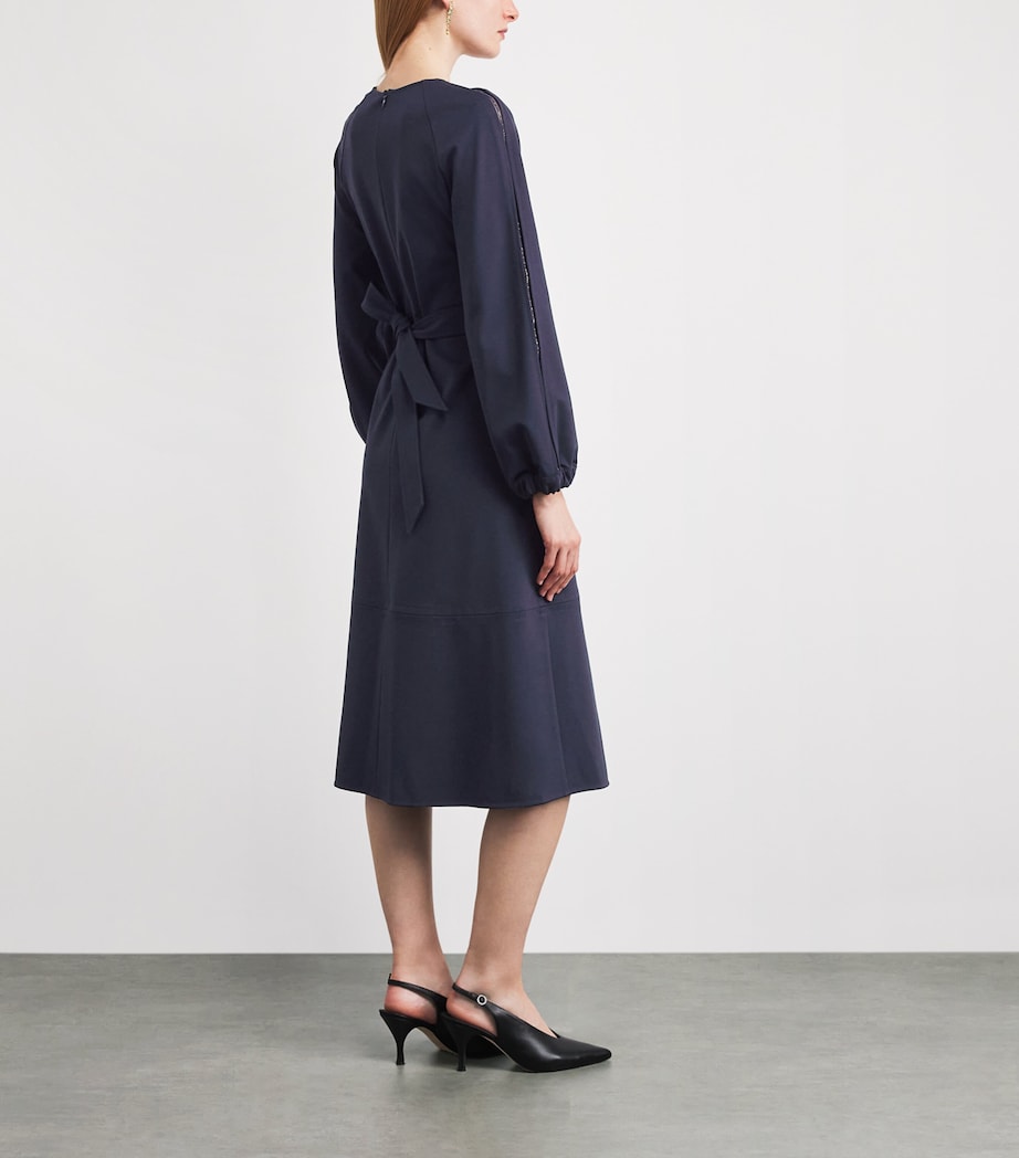 Fabiana Filippi Womens Crepe Wrap Midi Dress Blu Notte Image 4