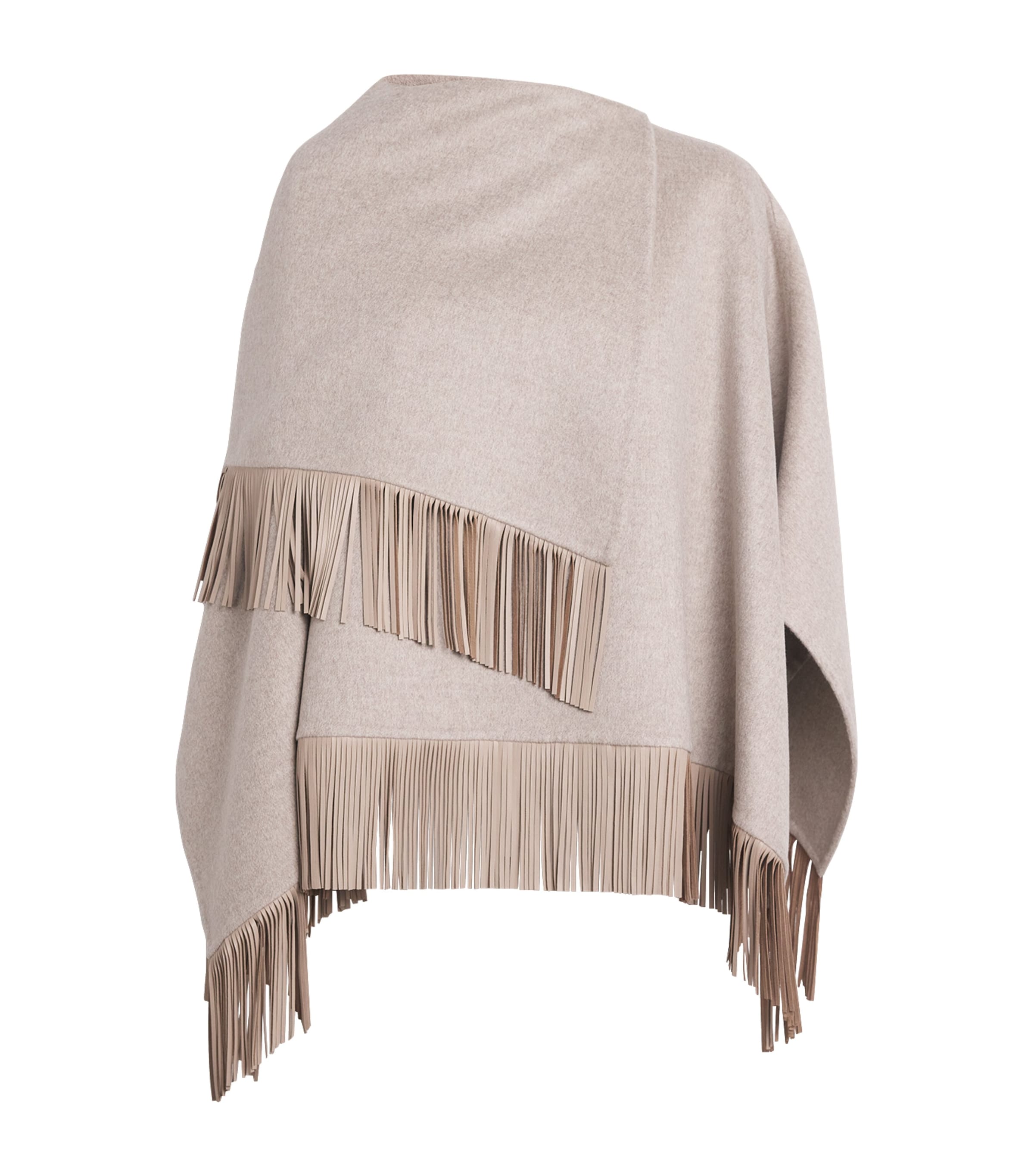 Agnona Wool-alpaca-cashmere Poncho In Gray
