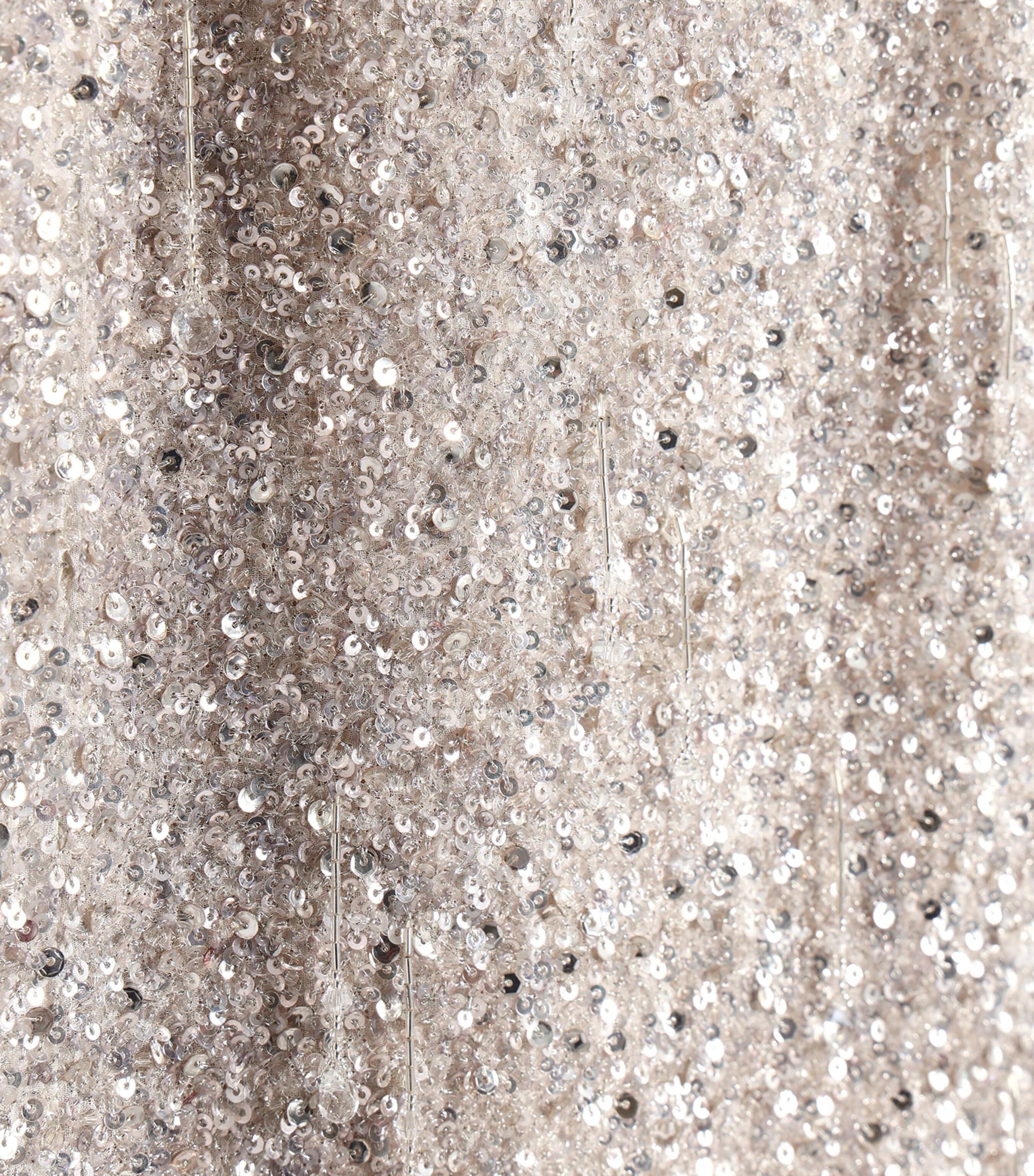 Schiaparelli Womens Silk Sequinned Gown Silver Image 7