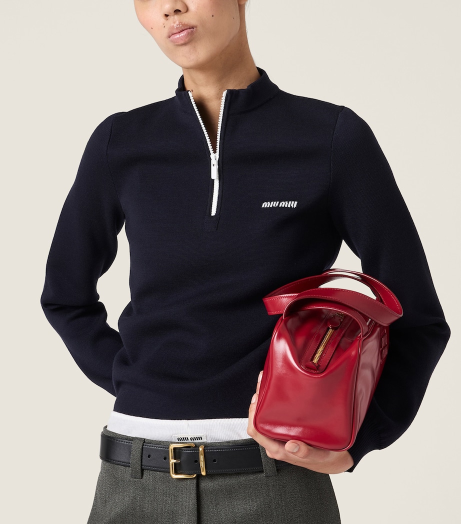 Miu Miu Womens Wool Half-Zip Sweatshirt Image 3