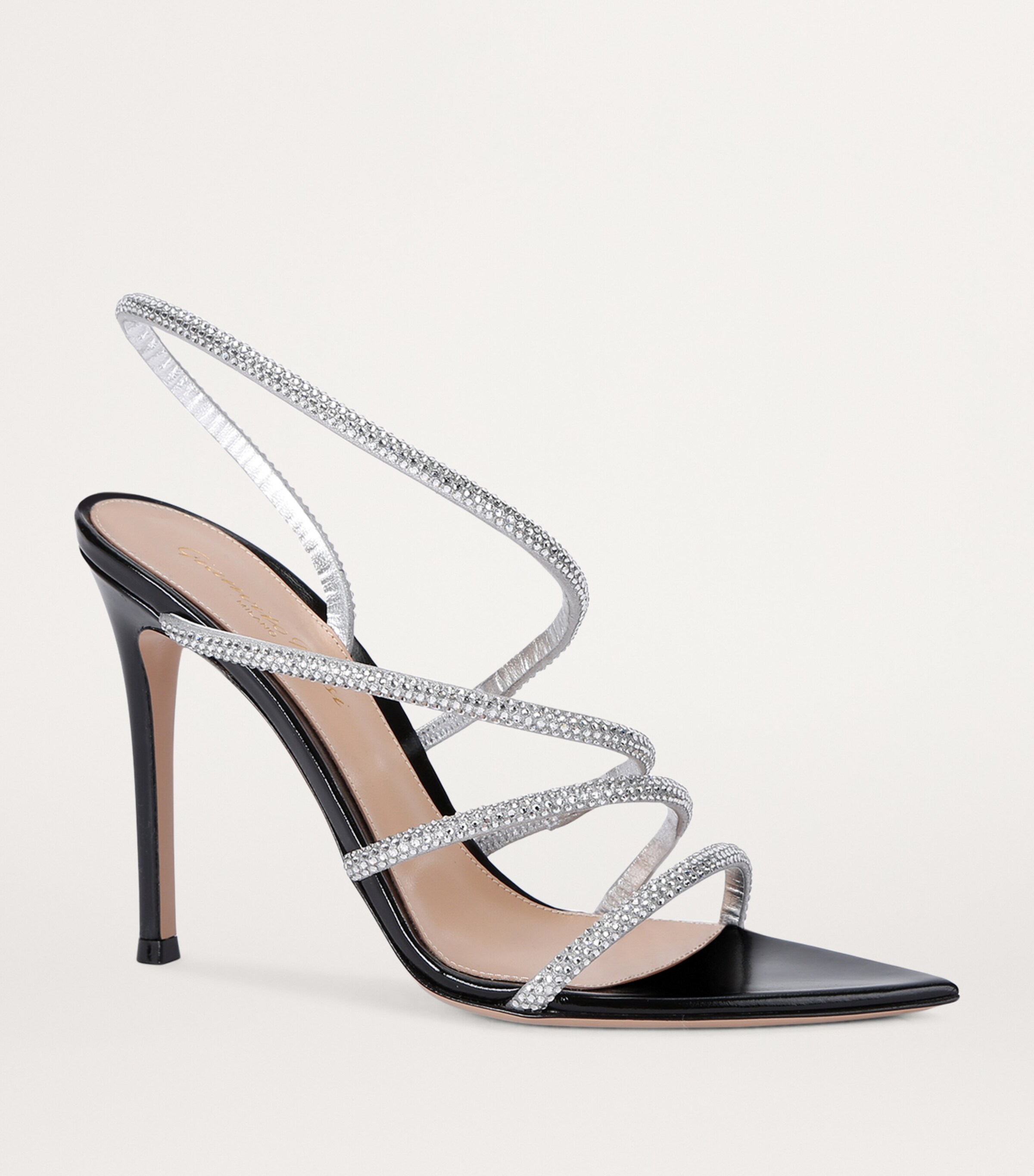Gianvito Rossi Crystal Ettie Heeled Sandals 105 Silver Image 3