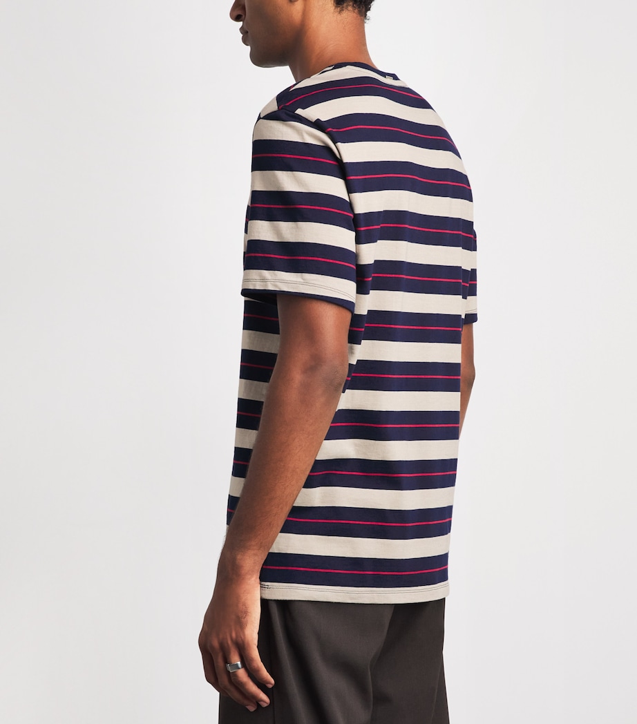 System Mens Cotton Stripe Logo T-Shirt Dark Navy Image 5