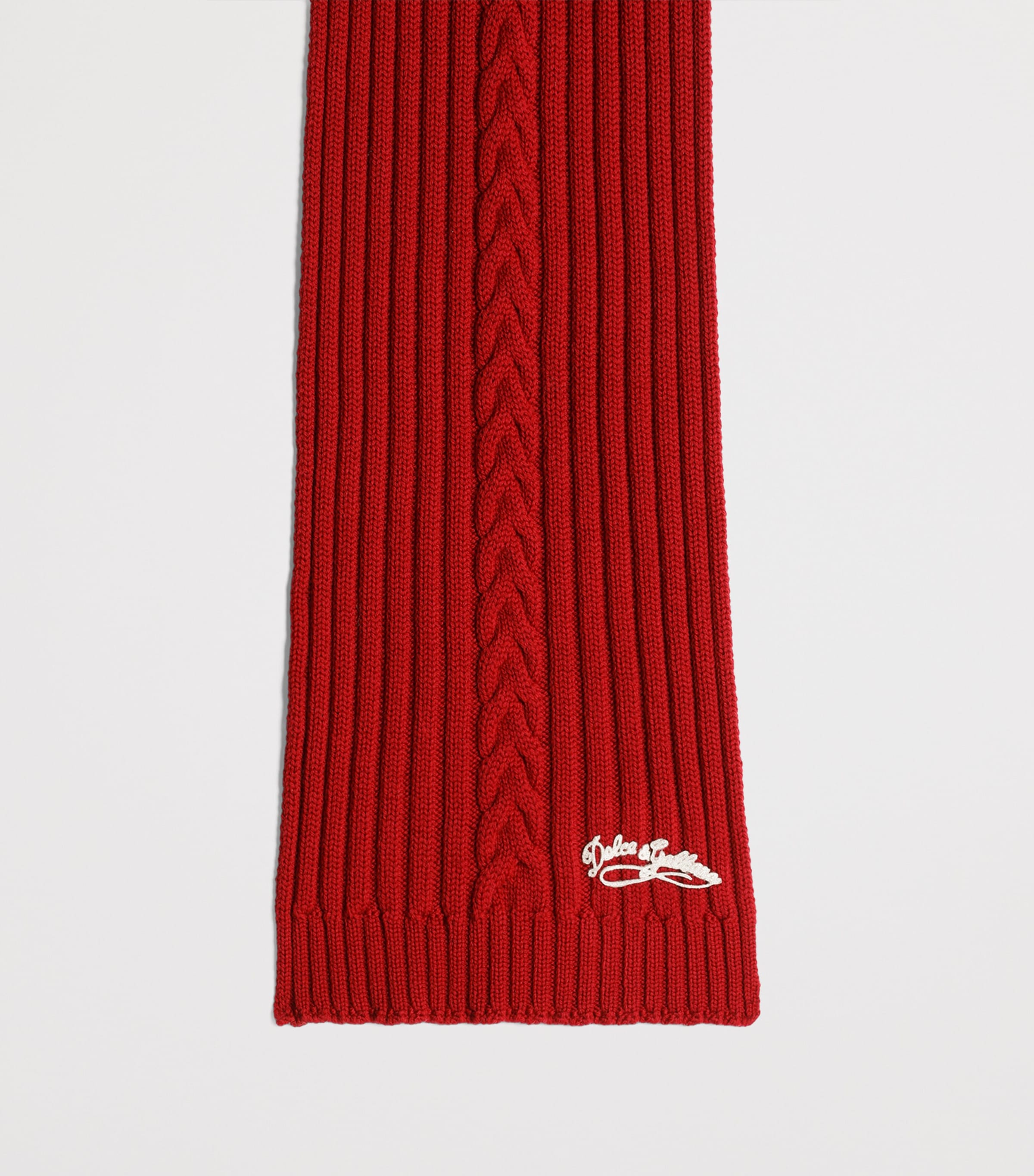 Dolce&Gabbana Kids Virgin Wool Knitted Scarf Bright Red Image 2