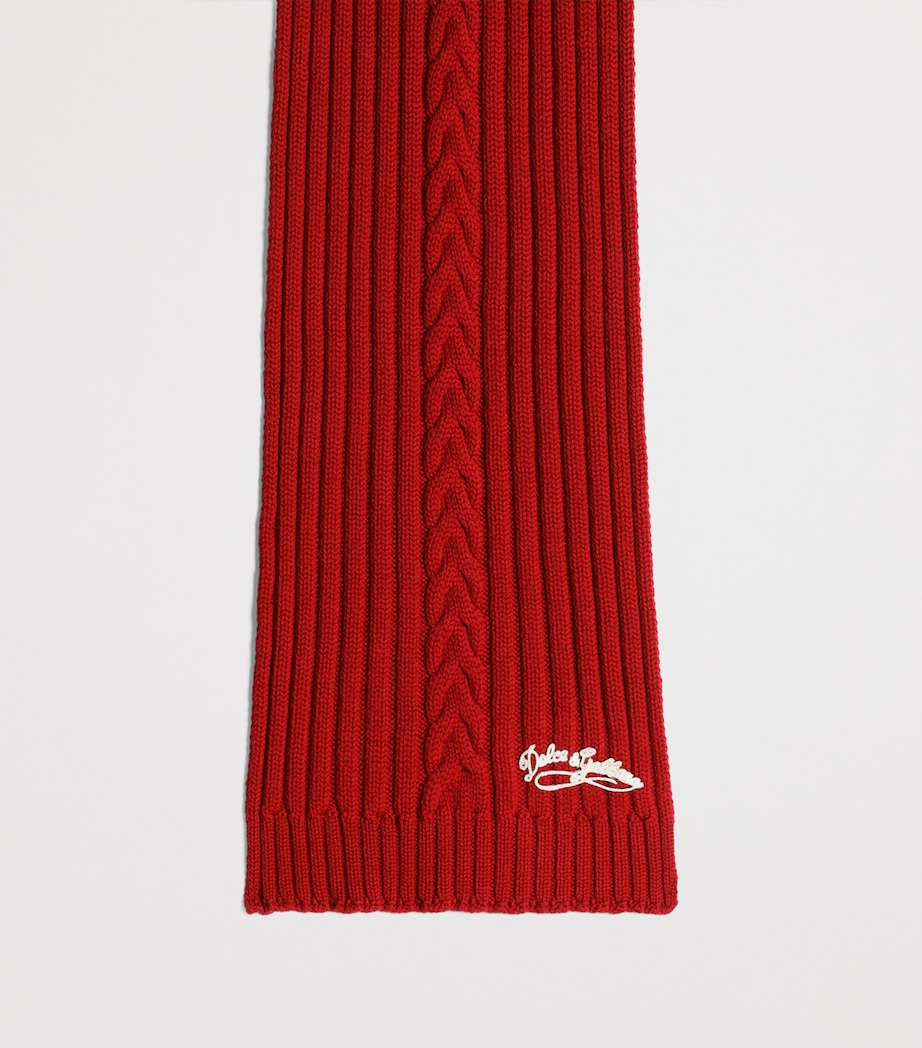 Dolce&Gabbana Kids Virgin Wool Knitted Scarf Bright Red Image 2