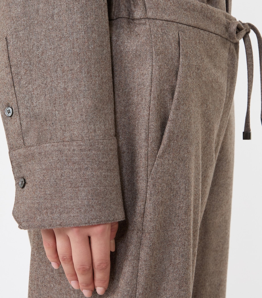 Max Mara Womens Stretch-Wool Drawstring Trousers Turtledove Image 5