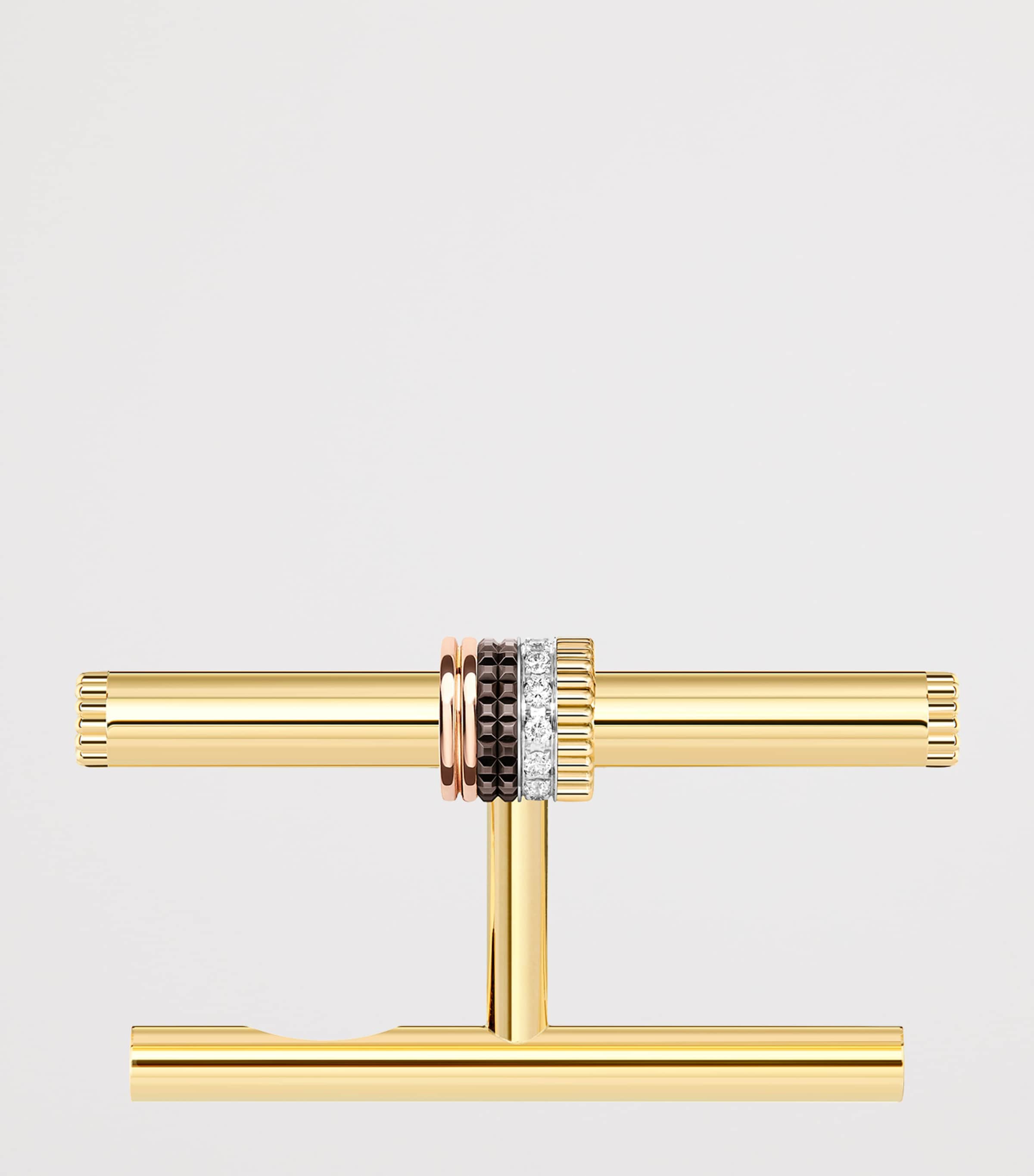 Mixed Gold and Diamond Quatre Classique Double Finger Ring YELLOW GOLD Image 3