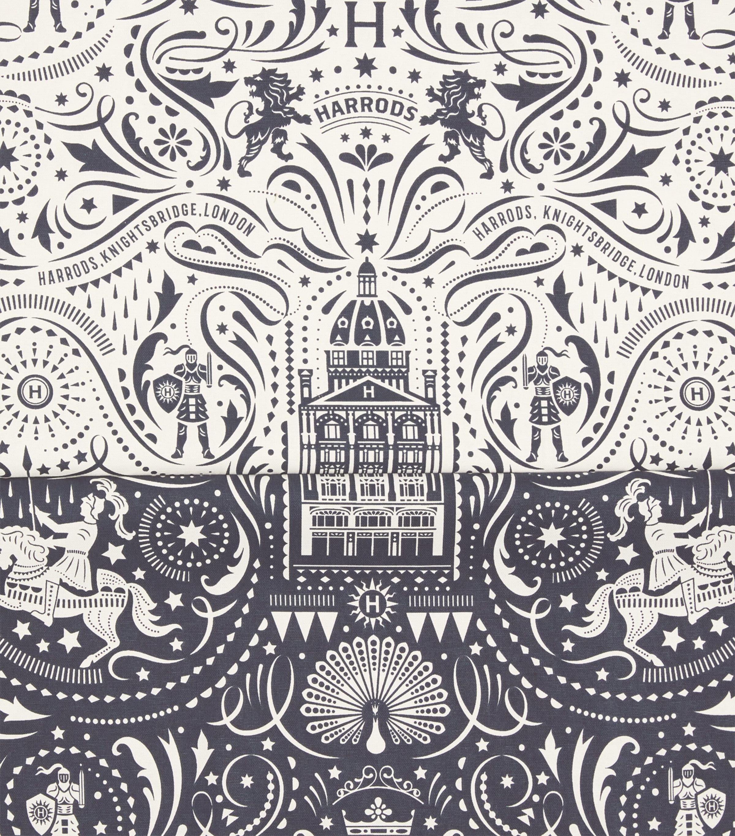 Harrods Cotton Knights of Brompton Tea Towels (Set of 2) Navy Image 3