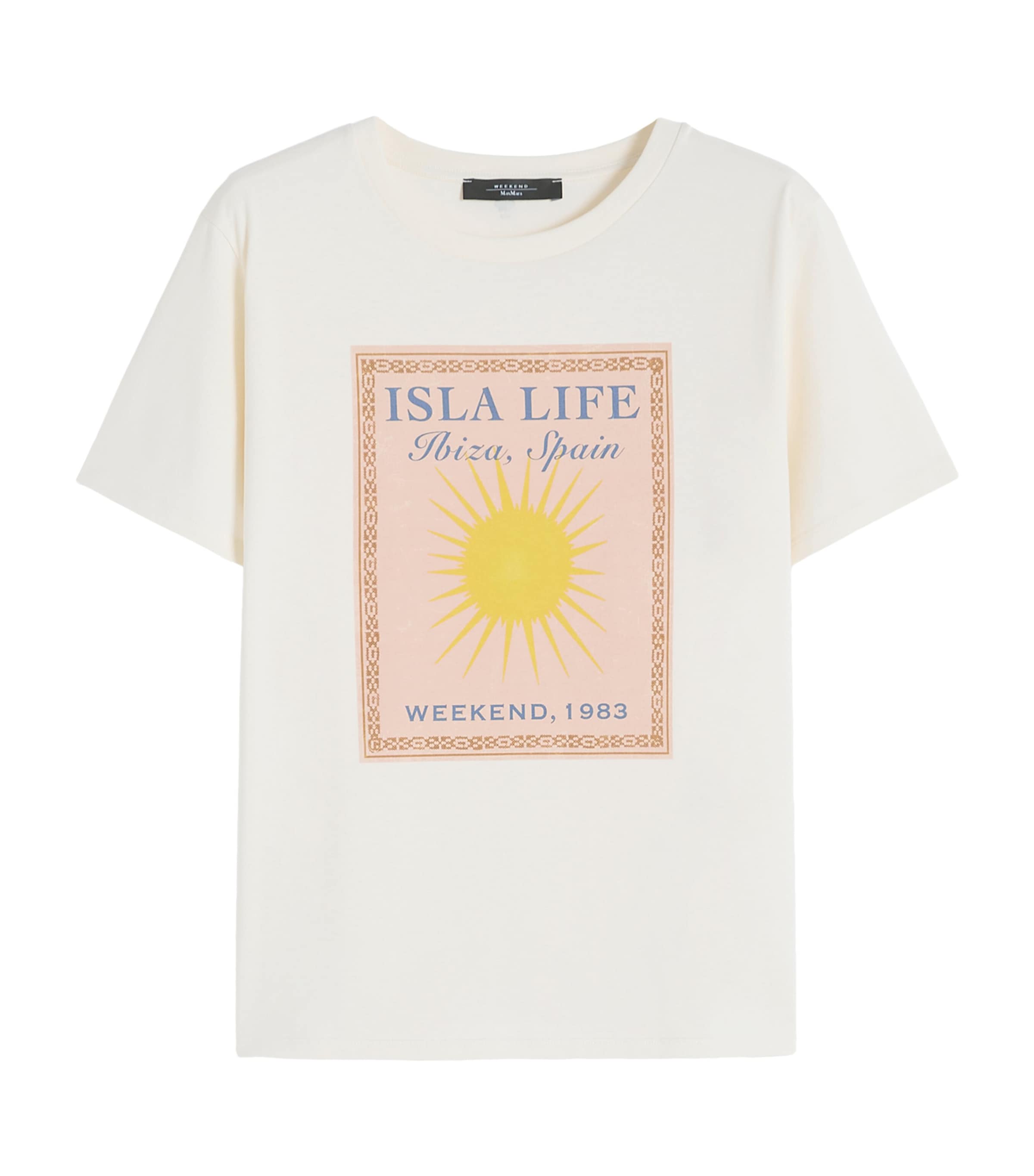 Weekend Max Mara Womens Cotton Isla Life Graphic T-Shirt Ecru Image 1