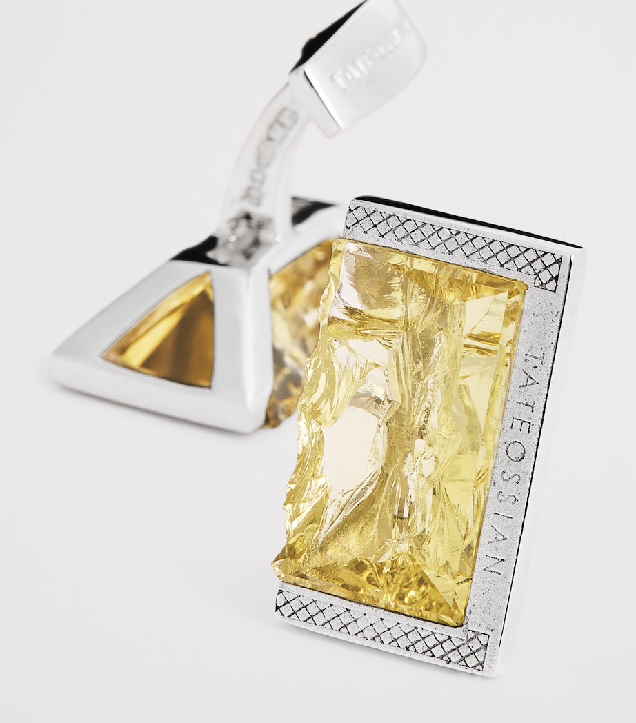 Sterling SIlver Lemon Quartz Cufflinks YELLOW Image 6