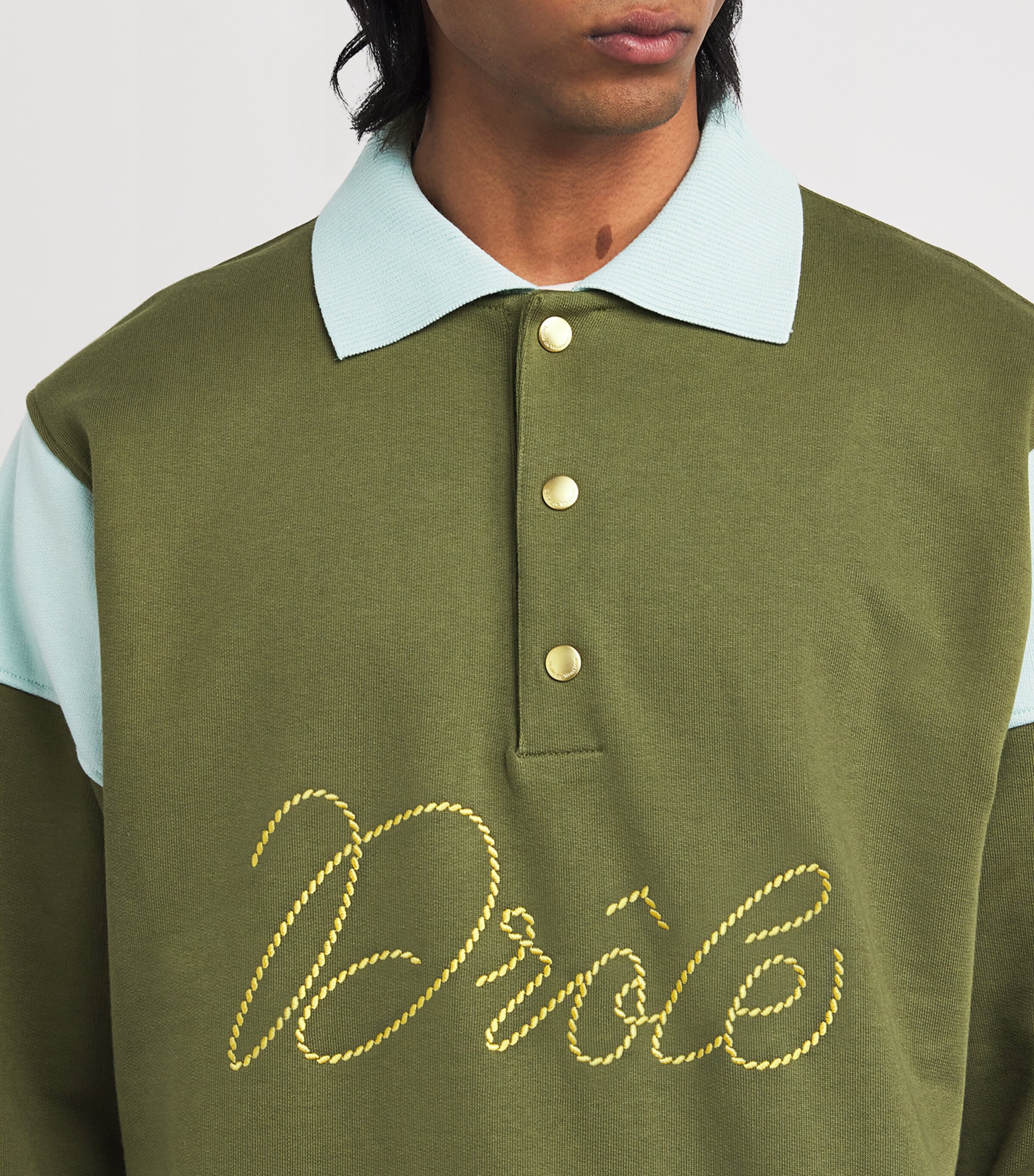Drôle De Monsieur Mens Logo Rugby Sweatshirt Light Kaki Image 6
