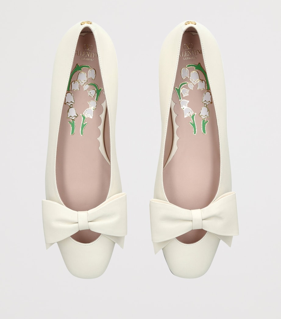 Leather Bowow Ballet Flats BONE Image 4