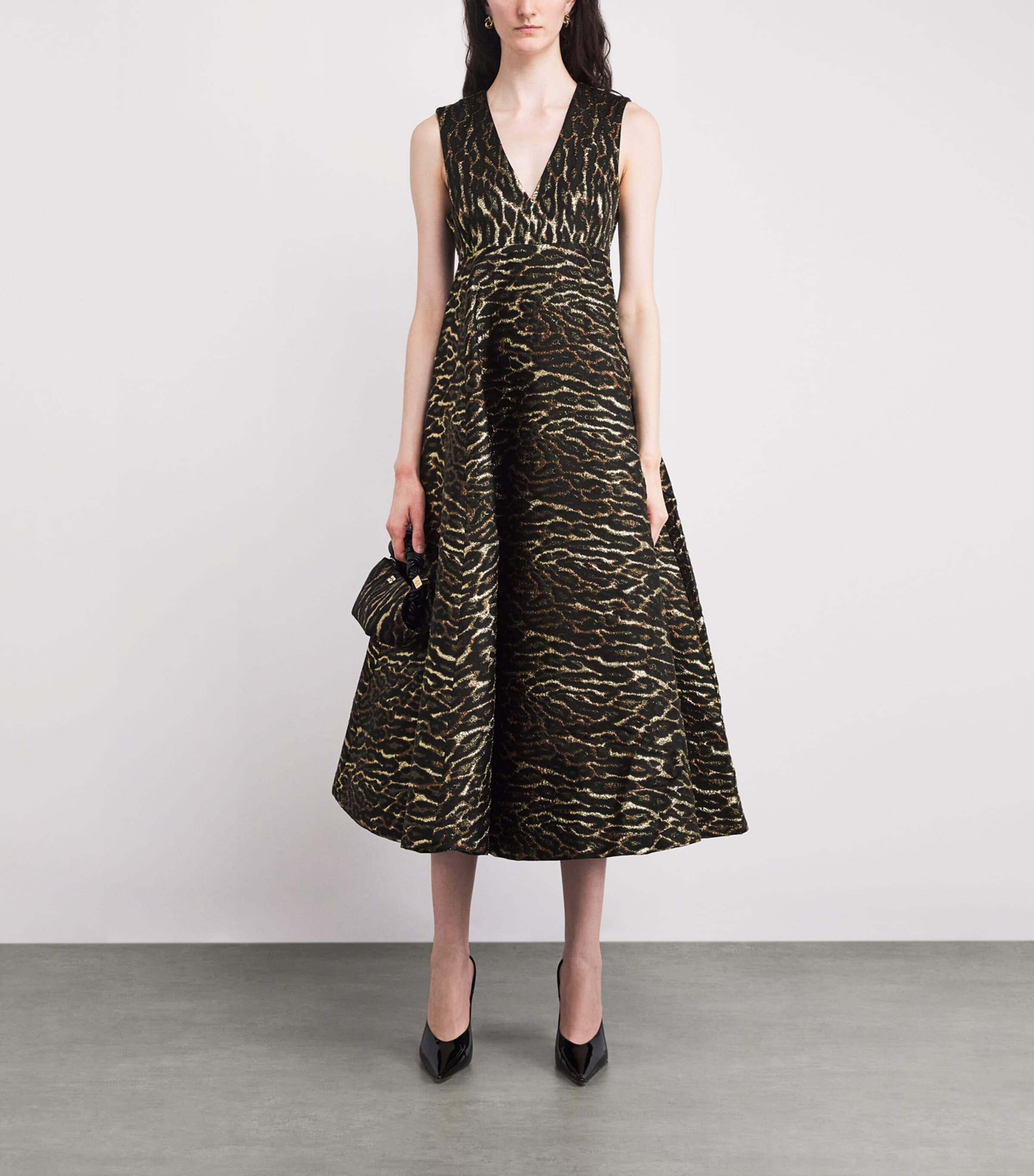 Metallic Leopard Jacquard Maxi Dress 01X ANTIQUE BRONZE Image 2