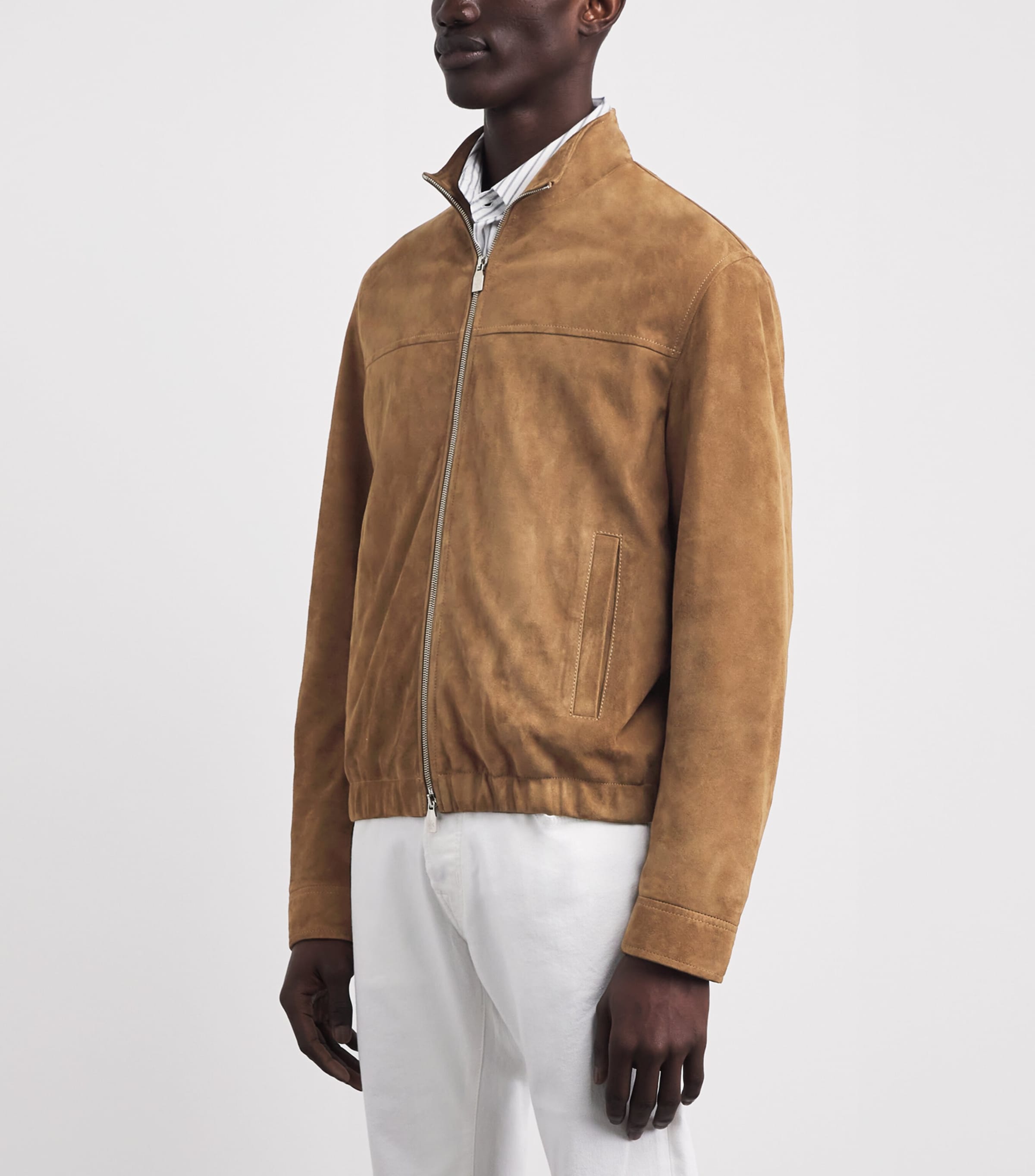 JACOB COHËN Mens Suede Zip-Up Jacket Brown Image 4