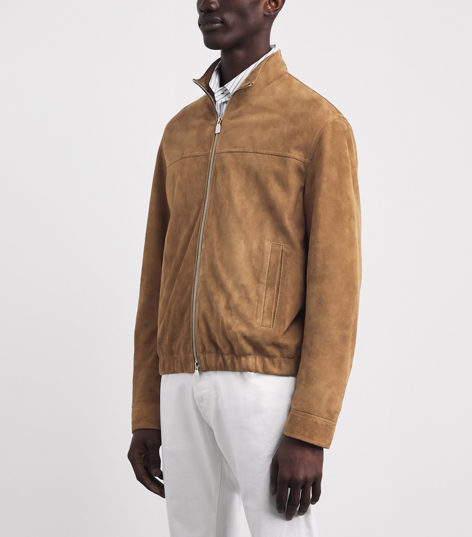 JACOB COHËN Mens Suede Zip-Up Jacket Brown Image 4