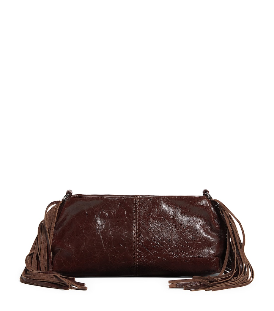 Leather Miss M Clutch Bag DARK BROWN Image 1