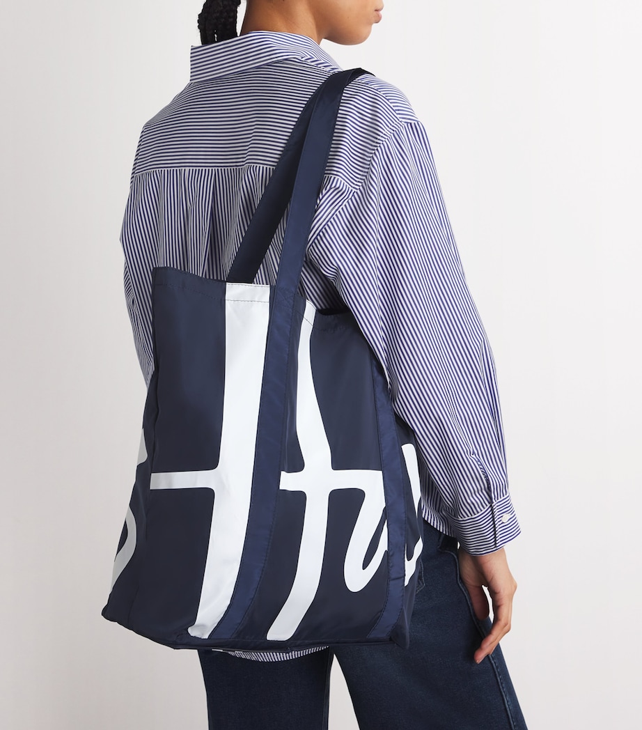 Logo Pocket Shopper Bag NAVY Image 5