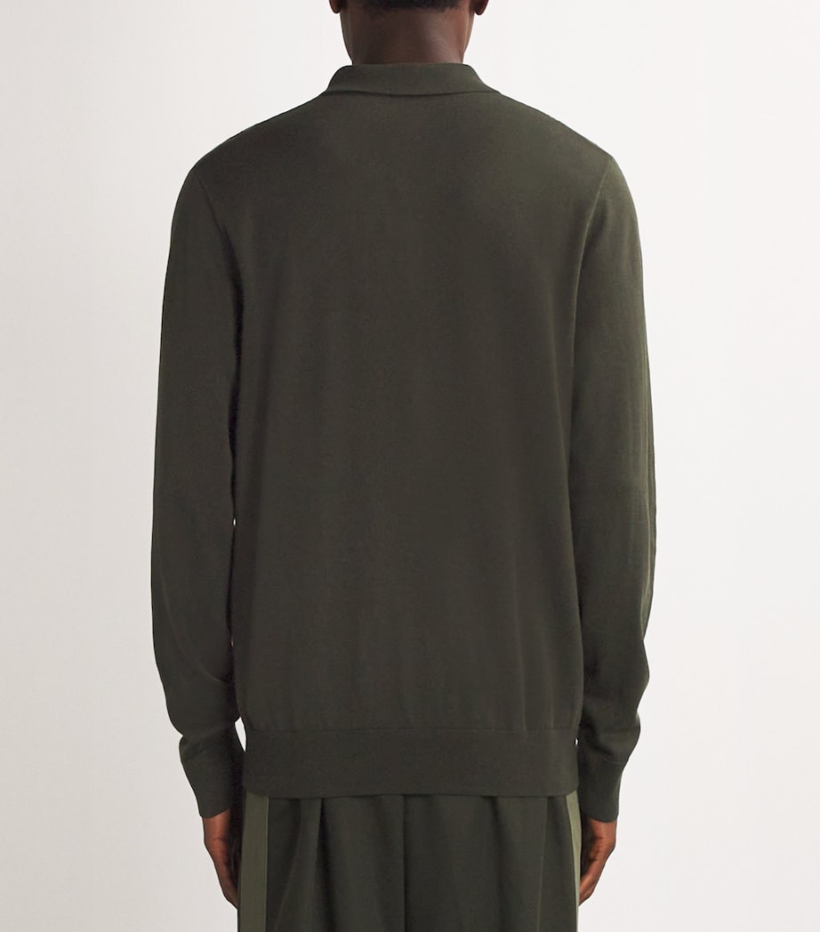 Fred Perry Mens Knitted Striped Polo Shirt Hunting Green Image 3