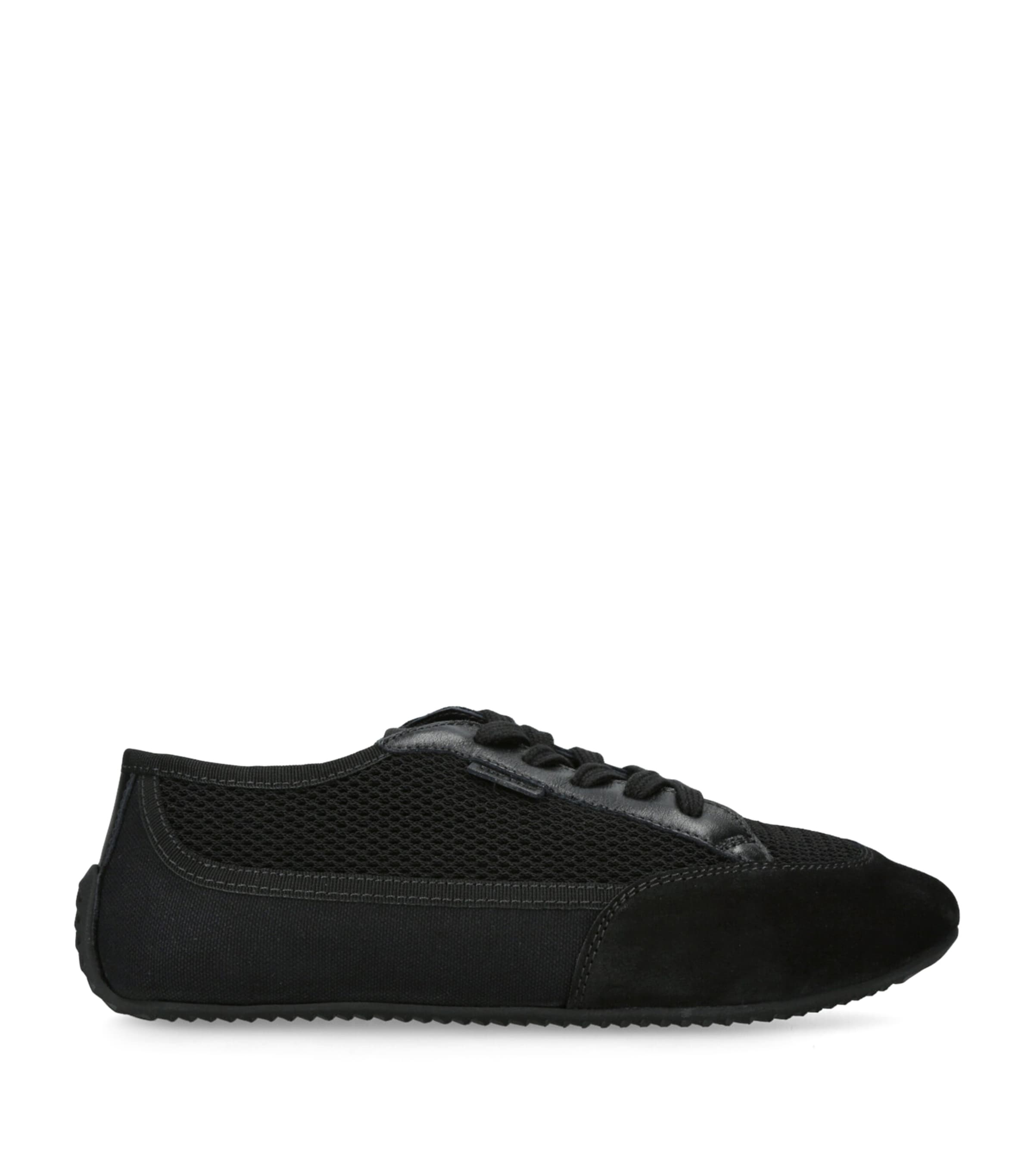 (New)The Row Bonnie ローカットスニーカー White Bonnie leather-trimmed suede, mesh and canvas sneakers