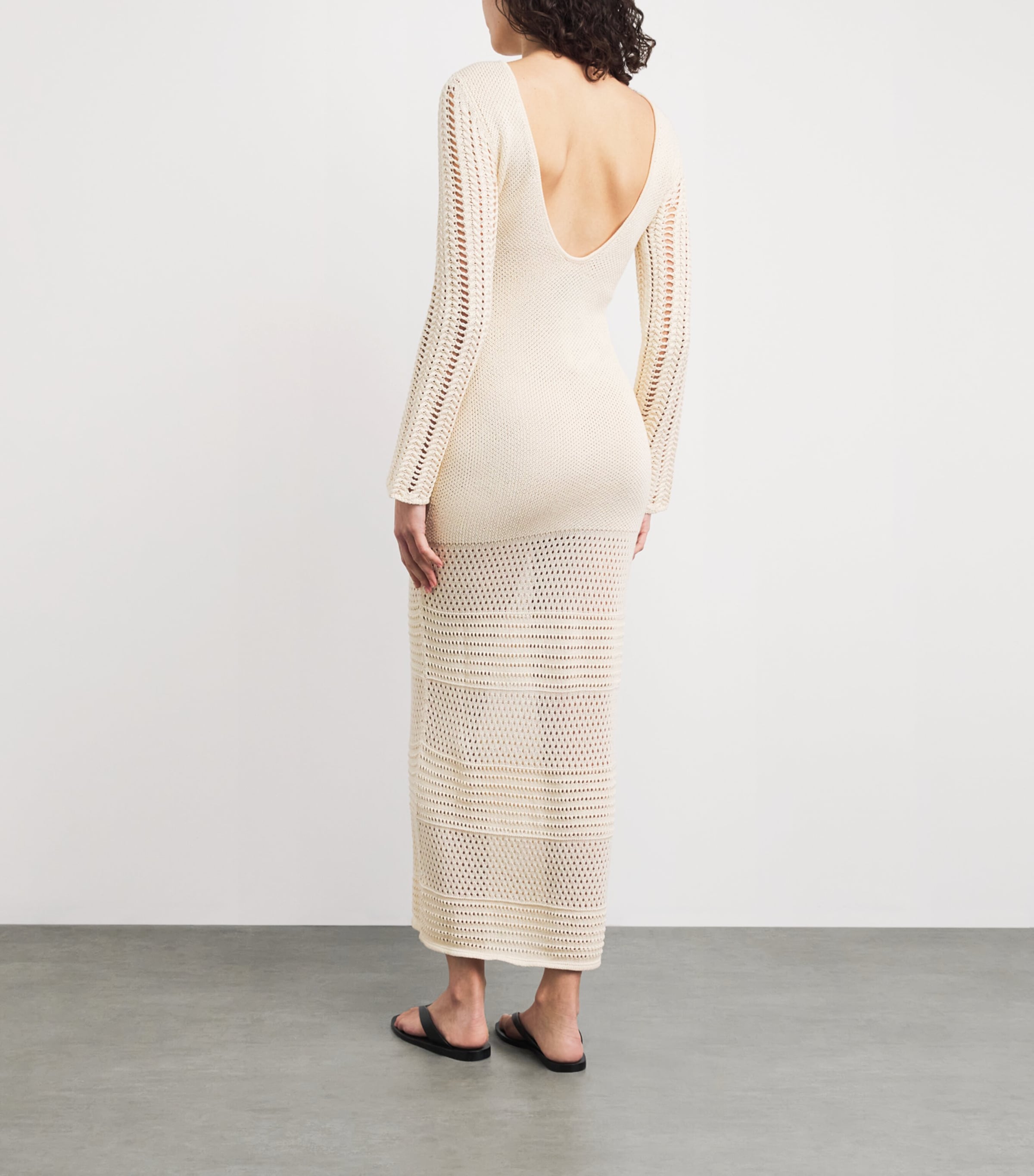 ESCVDO Womens Cotton Crochet Ceremonia Maxi Dress Ivory Image 4