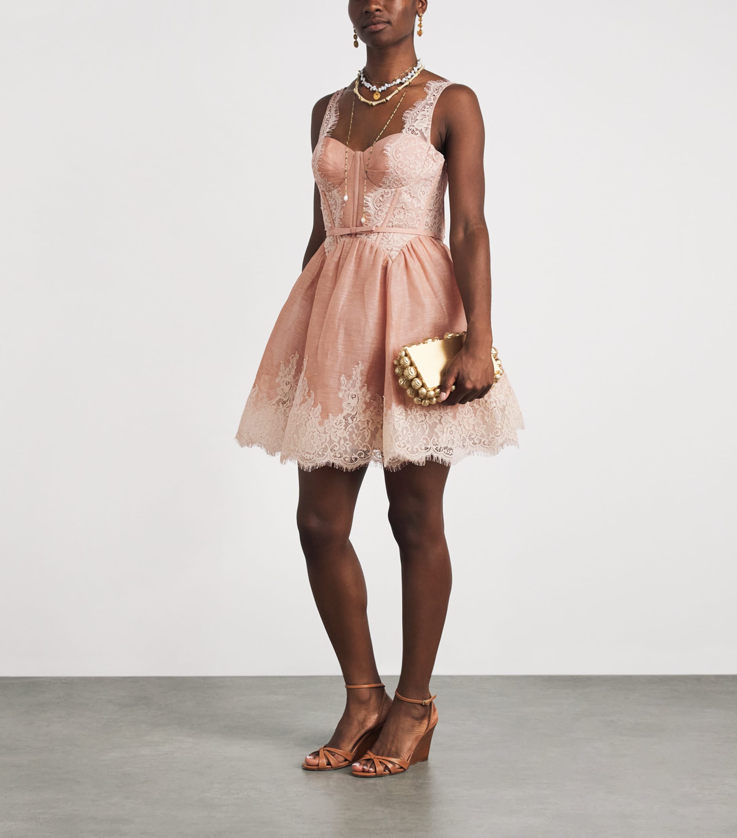 Zimmermann Womens Linen-Silk Valiant Mini Dress Light Pink Image 2