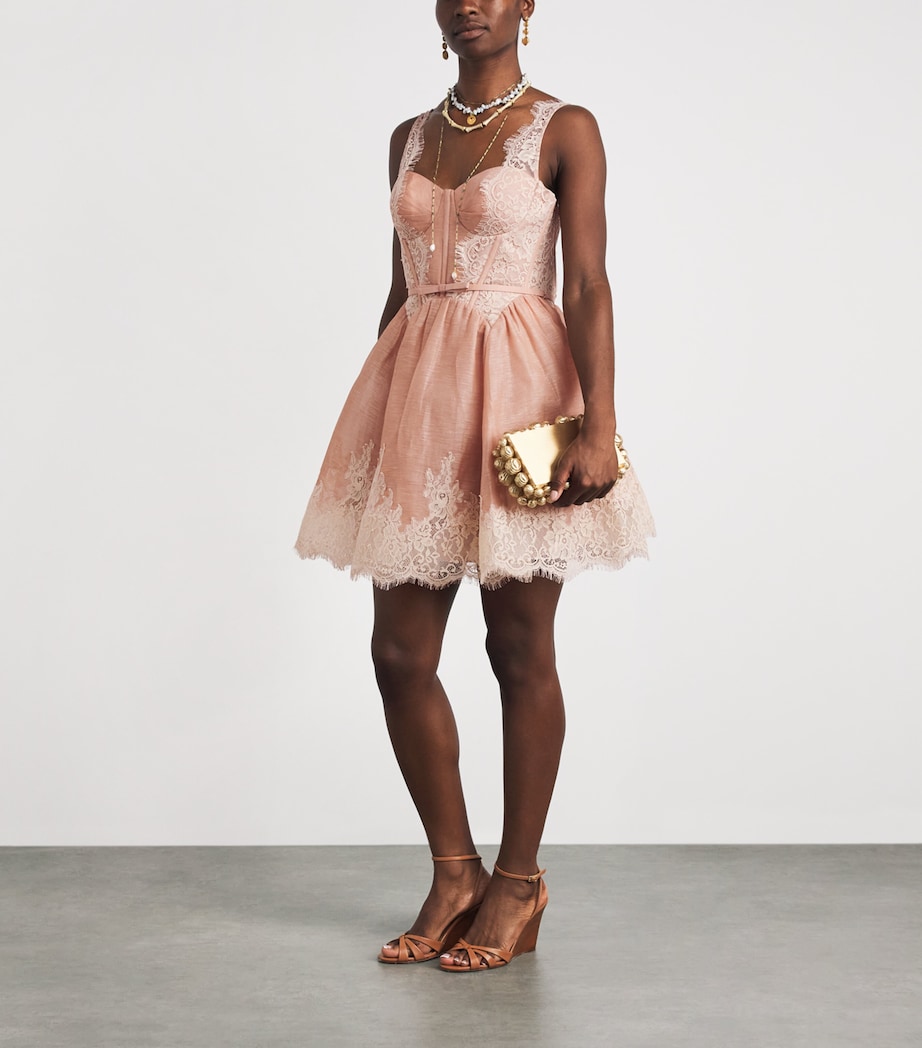 Zimmermann Womens Linen-Silk Valiant Mini Dress Light Pink Image 2